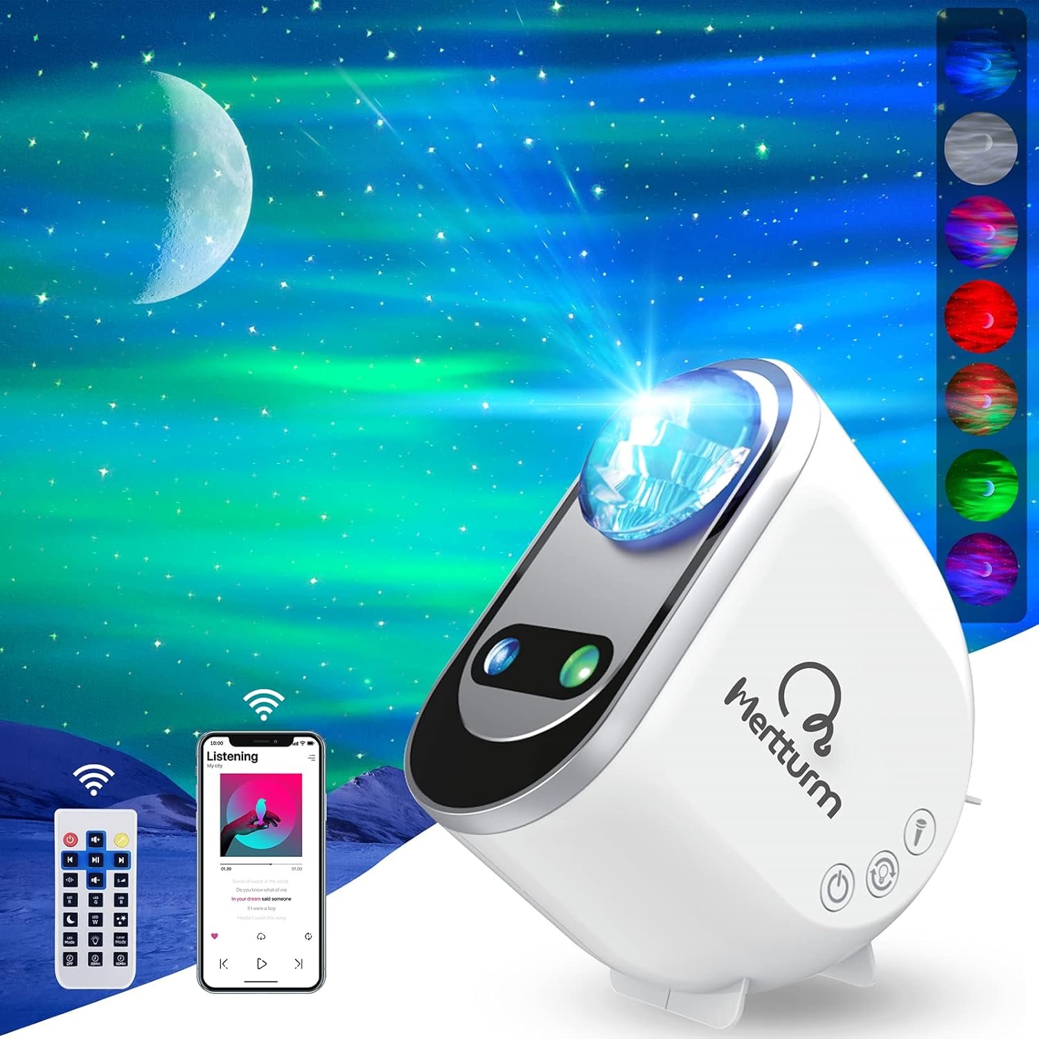 Galaxy Aurora Projector, 3 in 1 LED Northern Lights Star Projector, 6 White Noise Starry Moon Light with Bluetooth Speaker for Adult Kids Gift, Bedroom, Room Decor Gift - Image 2