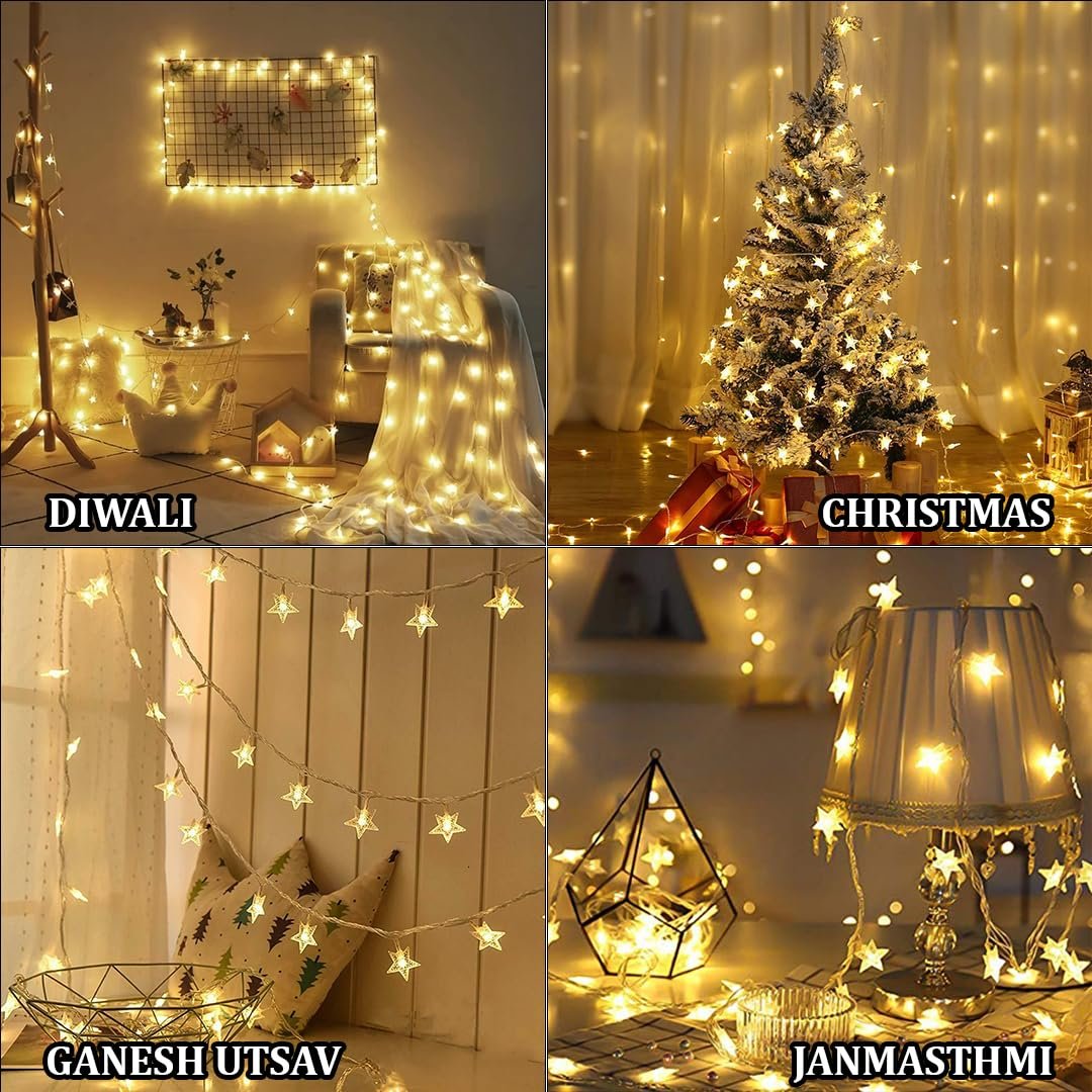 fizzytech Fairy Lights for Room Decoration – 8 Meter 30-LED Warm-White Star String Lights, Plug-in Decorative Lighting for Bedroom, Indoor & Outdoor Décor Use Diwali Christmas - Image 5