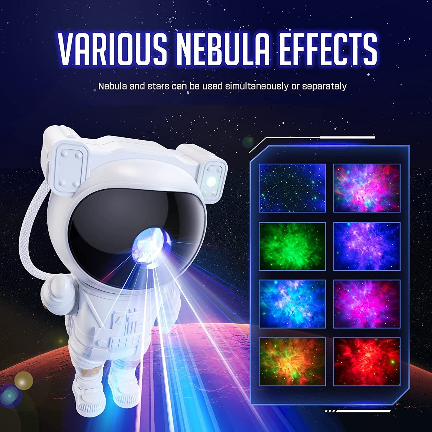 Desidiya® Astronaut Galaxy Projector Night Light – Remote Control Star Nebula Lamp for Bedroom, Kids & Adults – 360° Rotation, Timer, Space Decor Gift for Home, Party & Gaming Room (Corded Electric) - Image 3