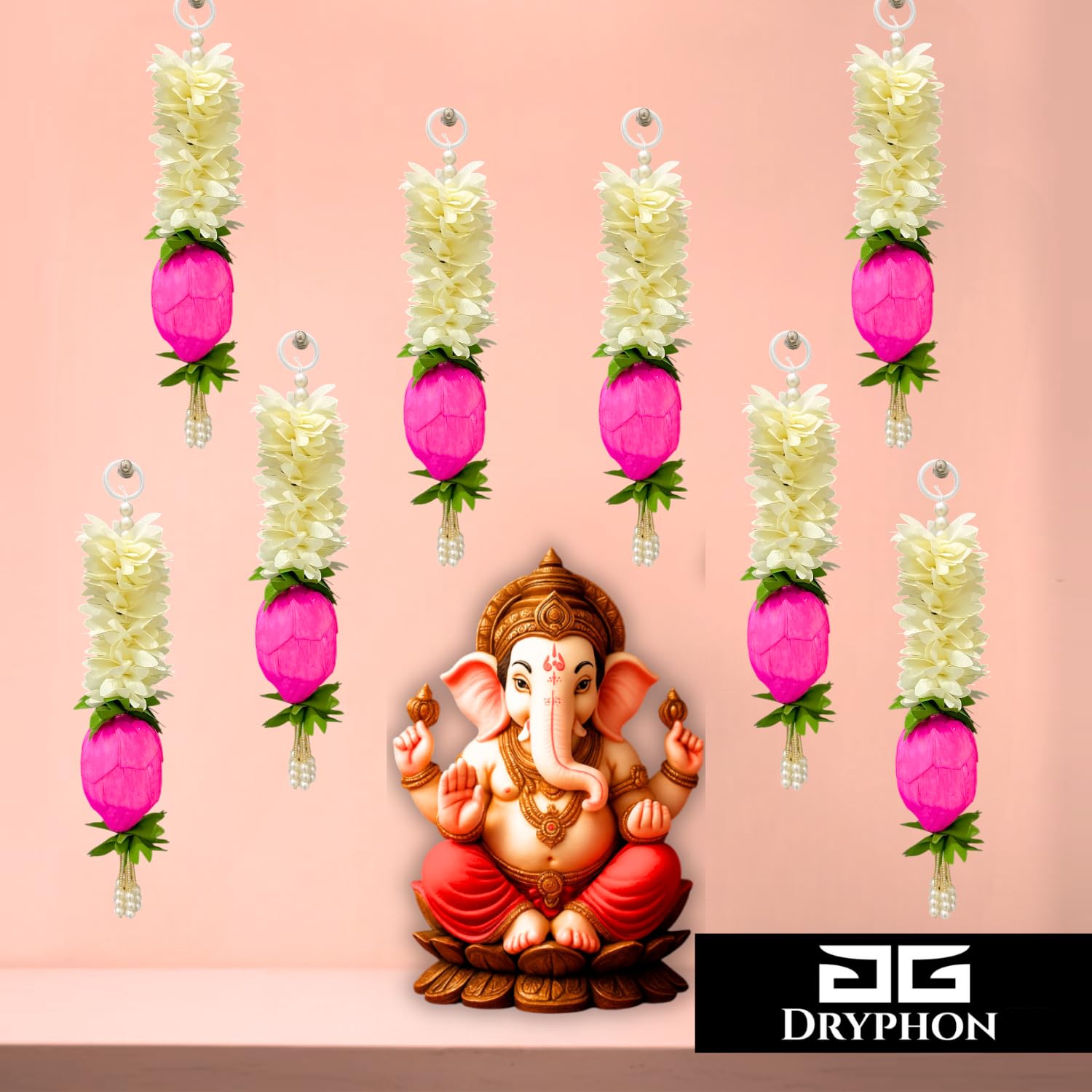 10Pcs Fabric Lotus Hanging Decoration, 10 inch, Multipurpose Home Decor for Ganpati/Diwali/Navratri/Puja Mandir, Lotus Hang, 10pc - Image 4