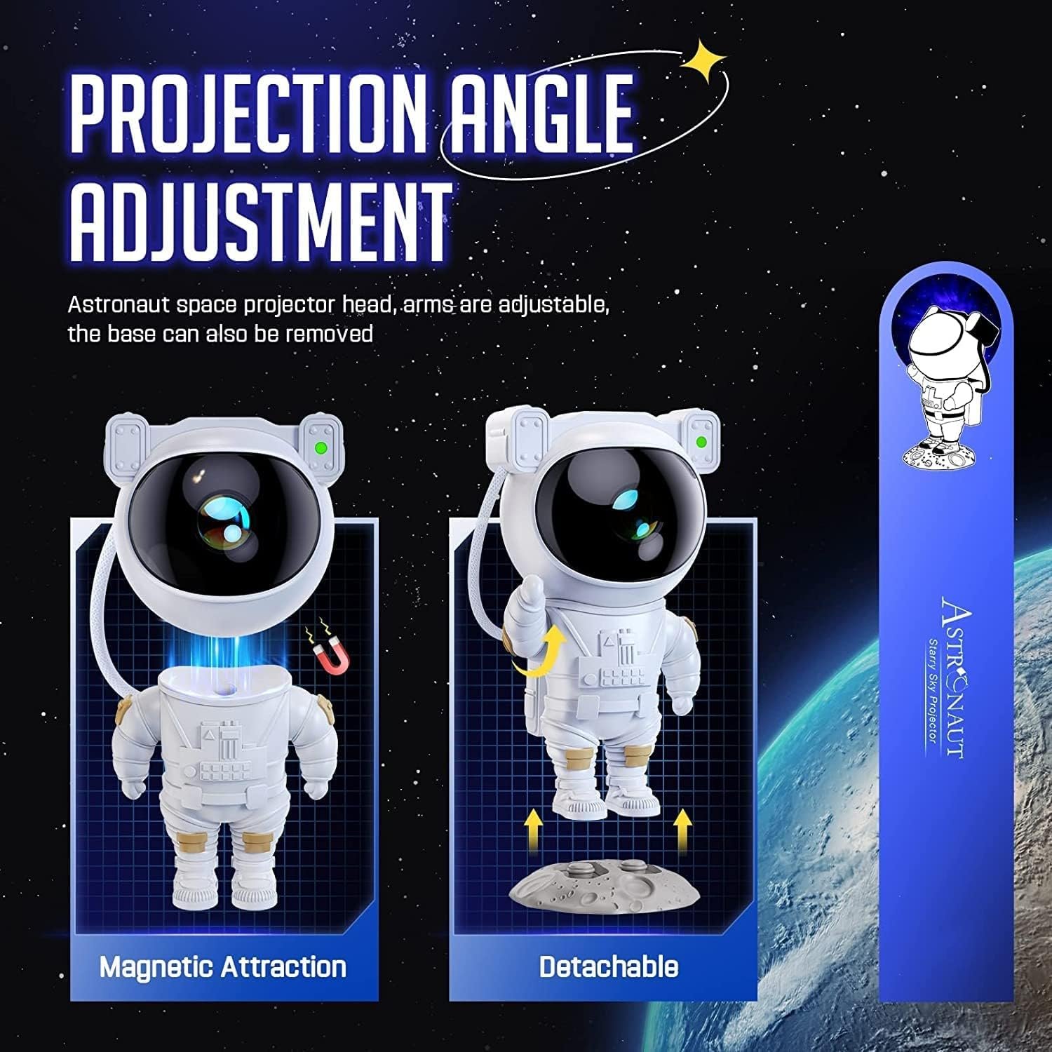 One94Store Astronaut Galaxy Projector Night Light – 360° Rotating Nebula Star Projector with Remote Control, Timer & Adjustable Head – Space Lamp for Kids’ Bedroom, Gifts, Gaming Room, Home & Décor - Image 7