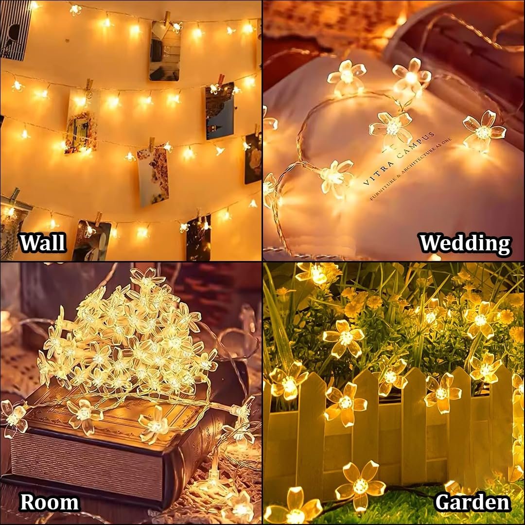 fizzytech Silicone Flower LED String Lights – 25 LED, 5 Meter Warm White Copper Wire Fairy Lights for Window, Wall, Garden, Diwali, Christmas, Wedding & Home Decoration - Image 6