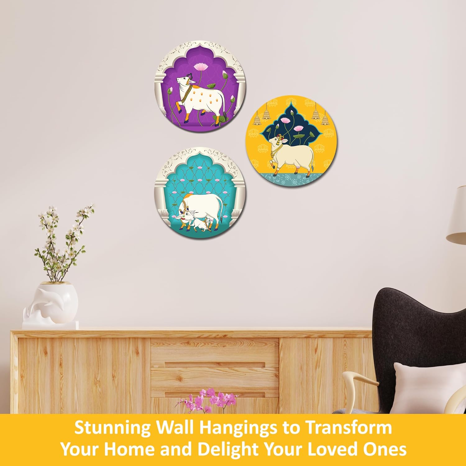 Pichwai Art Painting Wall Hangings For Living Room | Wall Hanging Decorative Items | Decoration Items For Home | Waterproof Film (Color 9) - Image 5