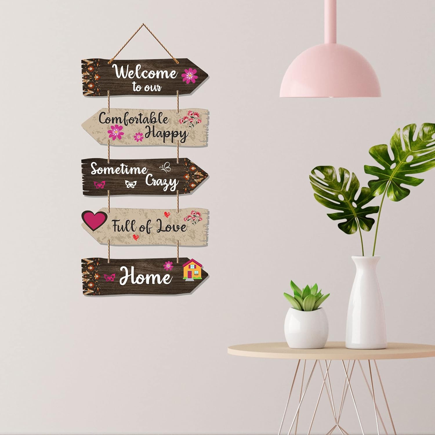 Artvibes Home Quotes Decorative Wall Art Wooden Wall Hanger For Living Room | Bedroom | Gifts | Wood Hangings For Home Decoration | Modern Decor Items | Designer Artworks (Wh 7304N), Set Of 5 - Image 5