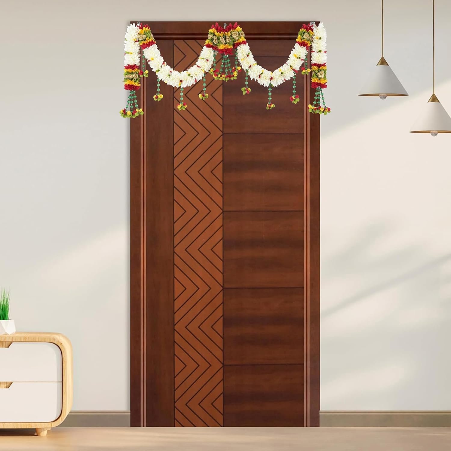 Daedal crafters Crystal Hanging Artificial Flower Toran for Main Door Entrance, Reusable Thoran for Pooja Mandir, Living Room & Home Décor, Bandarwal for Festival Decoration (42x14 inch) - Image 3
