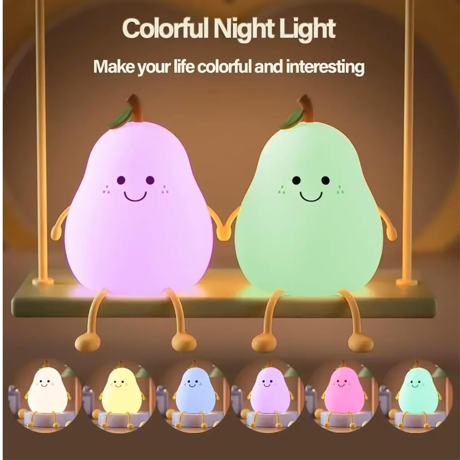 Pears Silicone Night Lamp – Cute Soft LED Bedside Light for Kids Room, Nursery, Christmas Gifts & Bedroom Ambience Decoration - Image 8