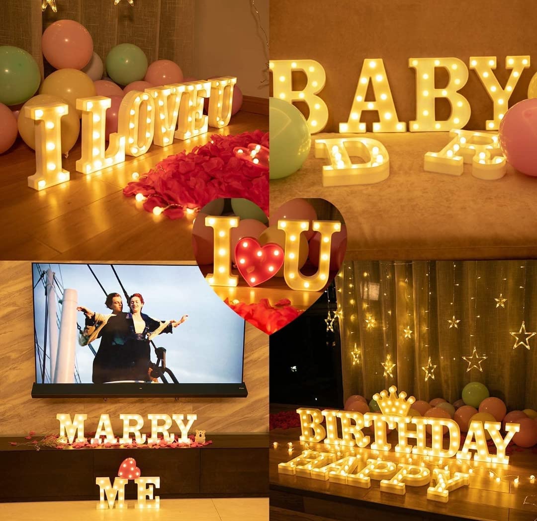 VRB Dec™ 1 Pcs Night Light LED Marquee Sign-Baby Light-Battery Operated Nursery Lamp, Decorative for Kid's Room/Party/Home/Wall Décor Party and Wall Lamp (Pack of 1) (H) - Image 6