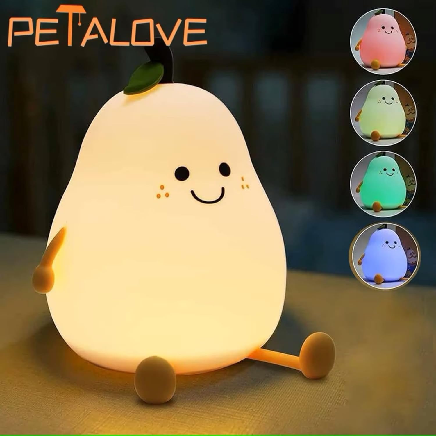 Pears Silicone Night Lamp – Cute Soft LED Bedside Light for Kids Room, Nursery, Christmas Gifts & Bedroom Ambience Decoration - Image 7