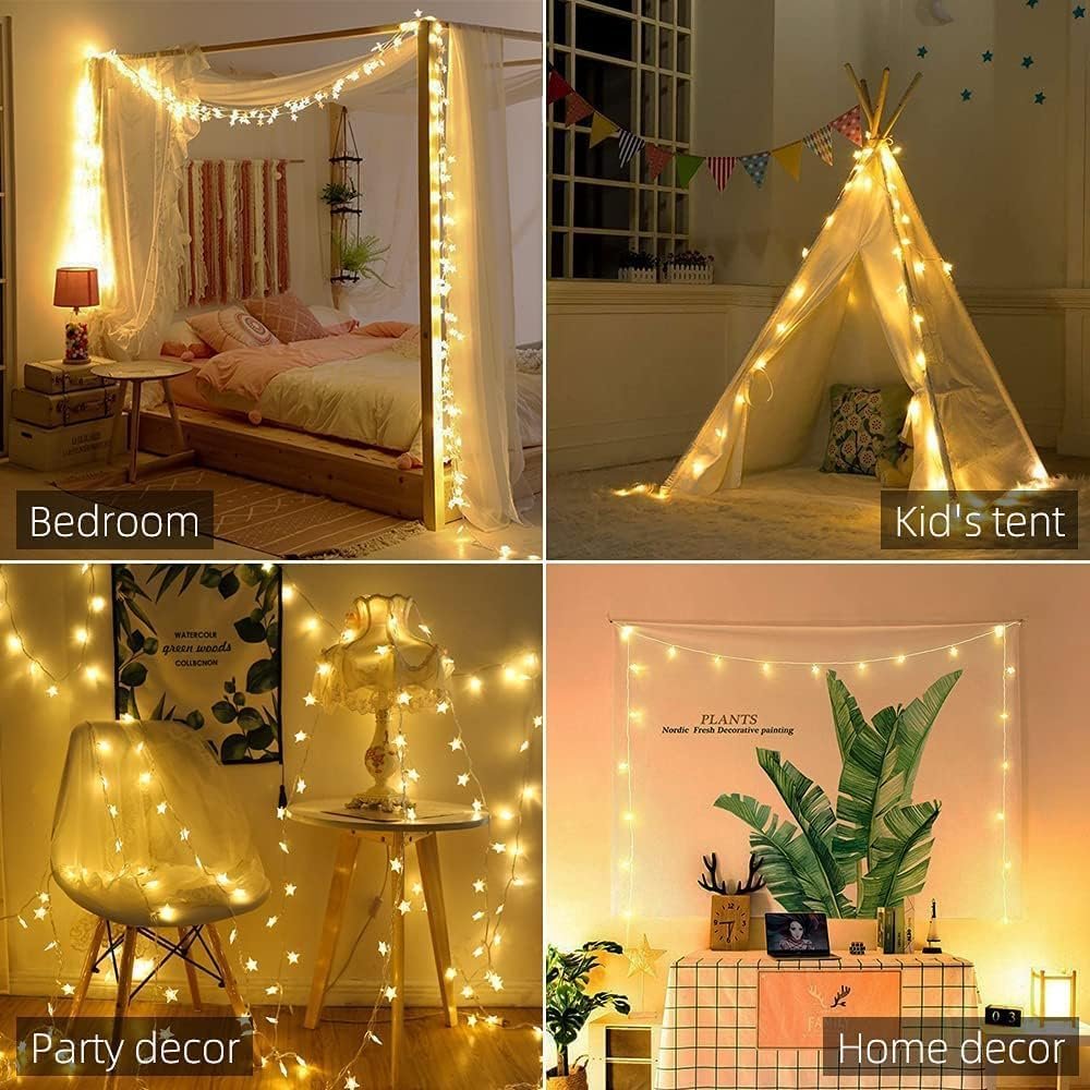 fizzytech Fairy Lights for Room Decoration – 8 Meter 30-LED Warm-White Star String Lights, Plug-in Decorative Lighting for Bedroom, Indoor & Outdoor Décor Use Diwali Christmas - Image 6