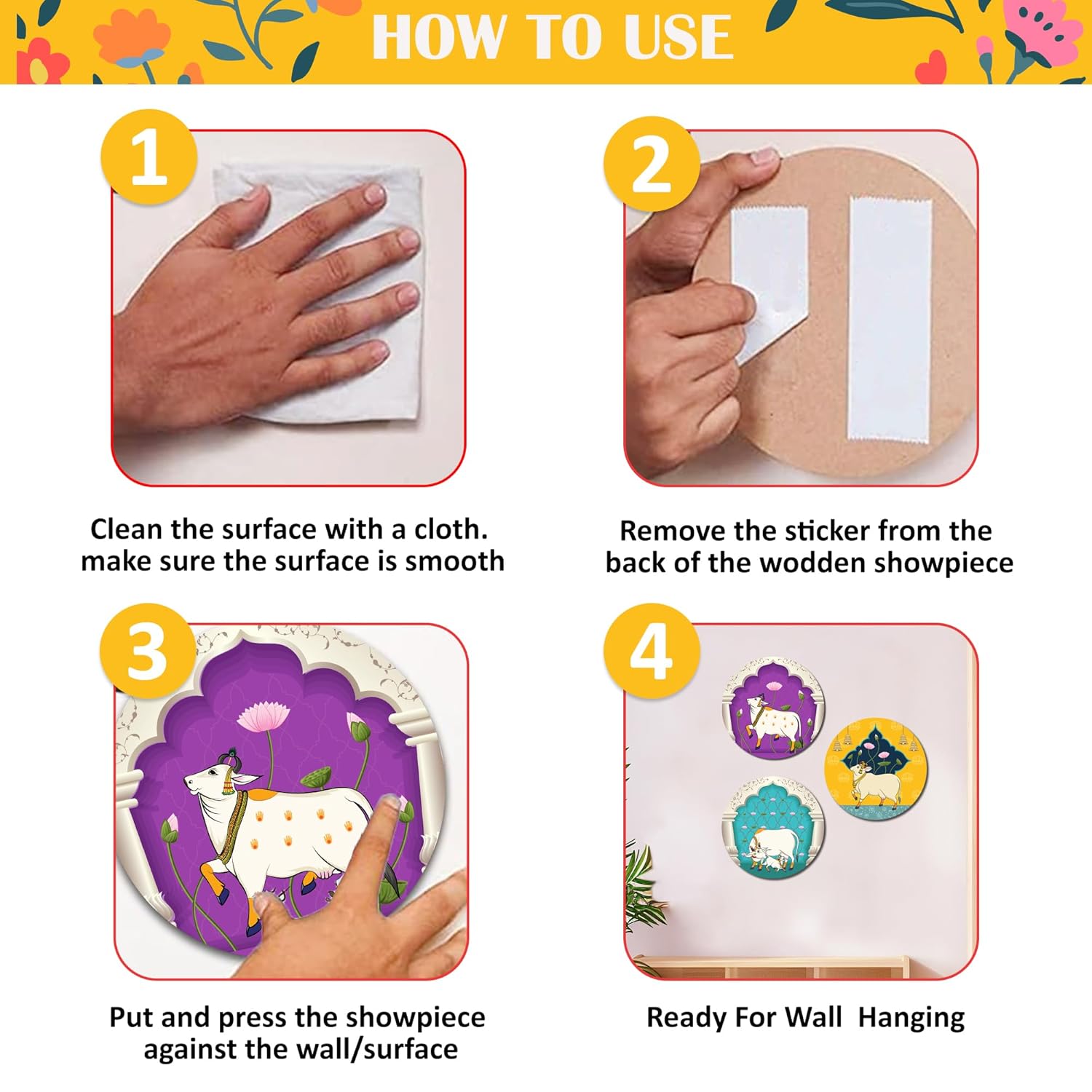 Pichwai Art Painting Wall Hangings For Living Room | Wall Hanging Decorative Items | Decoration Items For Home | Waterproof Film (Color 9) - Image 4