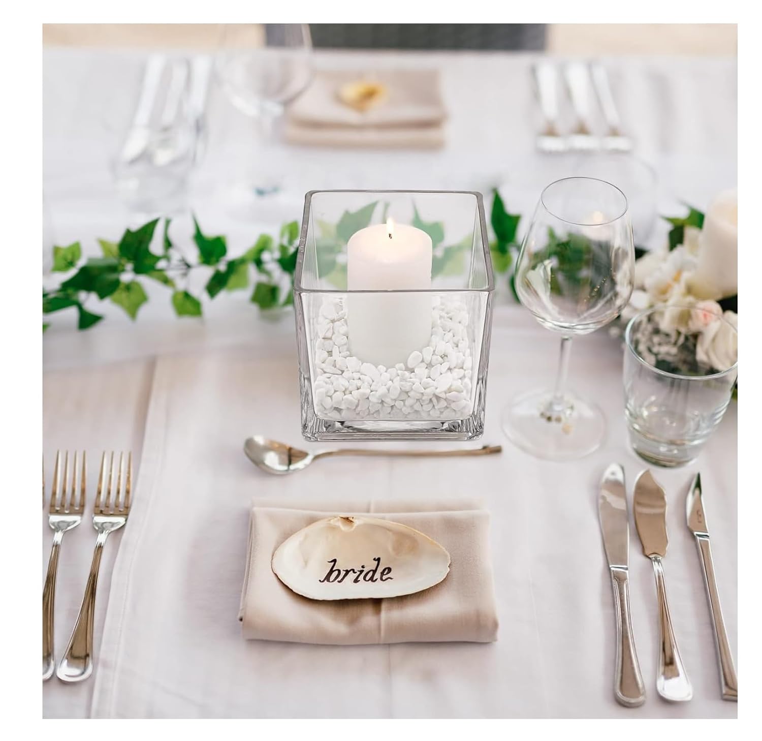 SPHINX Square Decorative Glass Vase for Flowers Live Plants Bamboo Money Plants Home Decor Office Living Room Table Decorations, Vases for Home Decor,Modern Glass Vase, Gift, VASE ONLY NO Flowers - - Image 9