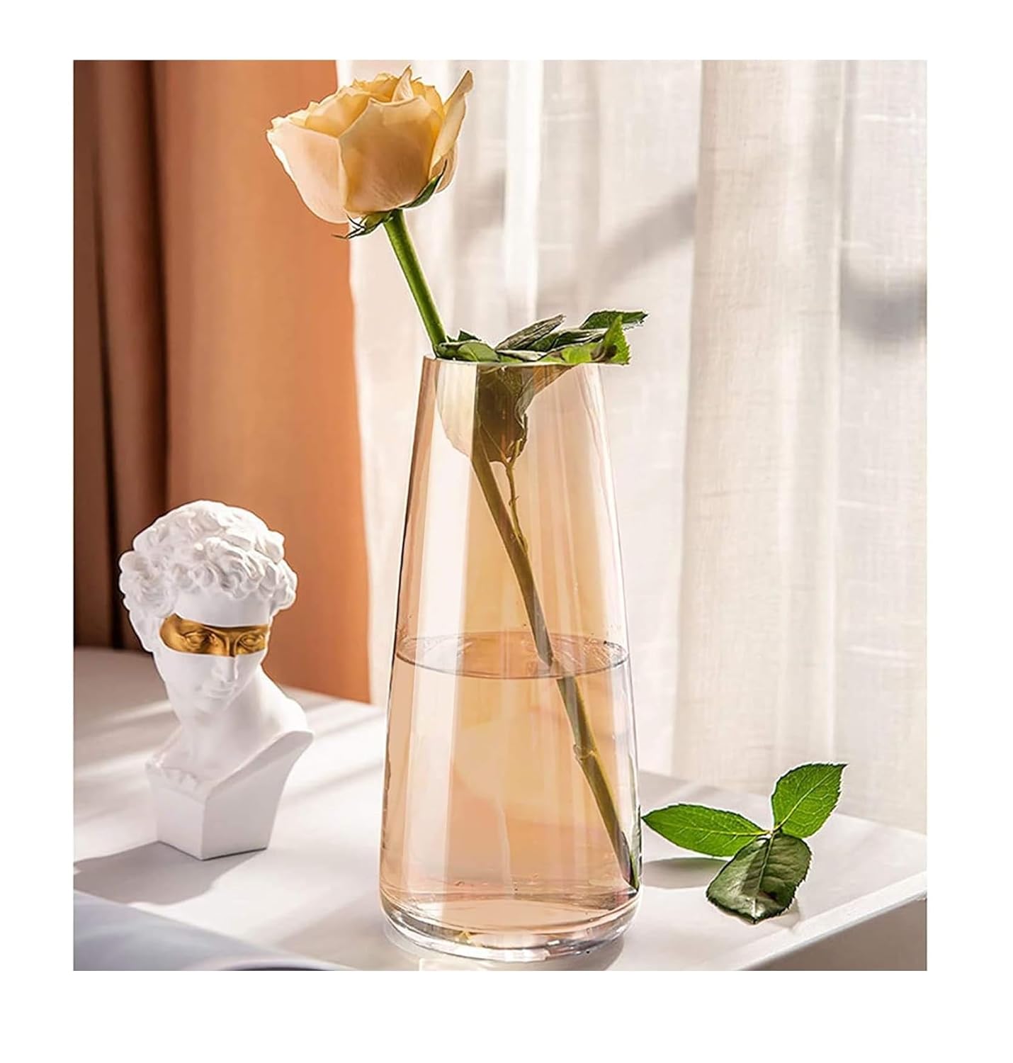 SPHINX Decorative Glass Vase for Flowers Plants Home Decor Office Living Table Decorations, Vases for Home Decor, Luster Glass Vase,Modern - (Crystal Amber, Approx 9 Inches Height) - Image 3