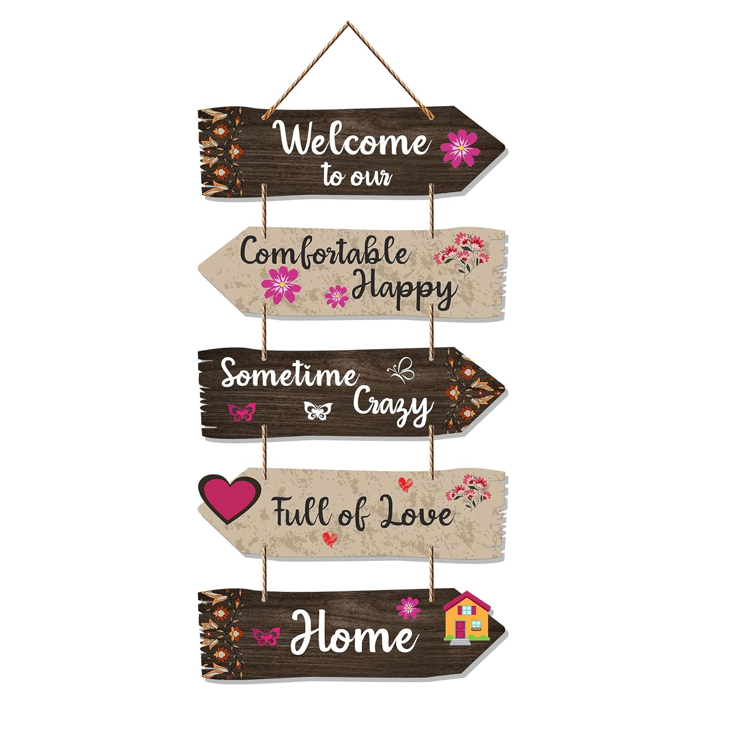Artvibes Home Quotes Decorative Wall Art Wooden Wall Hanger For Living Room | Bedroom | Gifts | Wood Hangings For Home Decoration | Modern Decor Items | Designer Artworks (Wh 7304N), Set Of 5 - Image 2