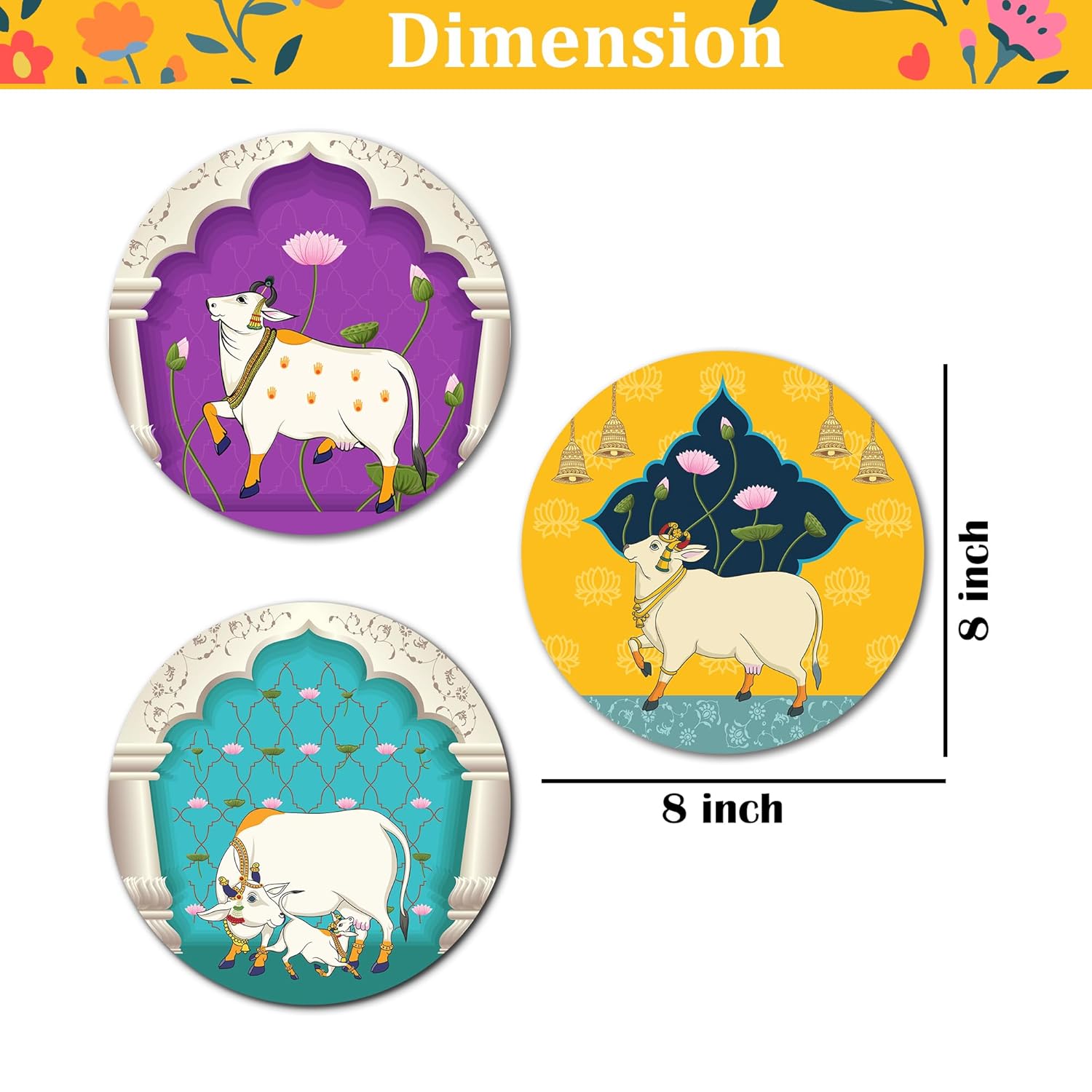 Pichwai Art Painting Wall Hangings For Living Room | Wall Hanging Decorative Items | Decoration Items For Home | Waterproof Film (Color 9) - Image 7