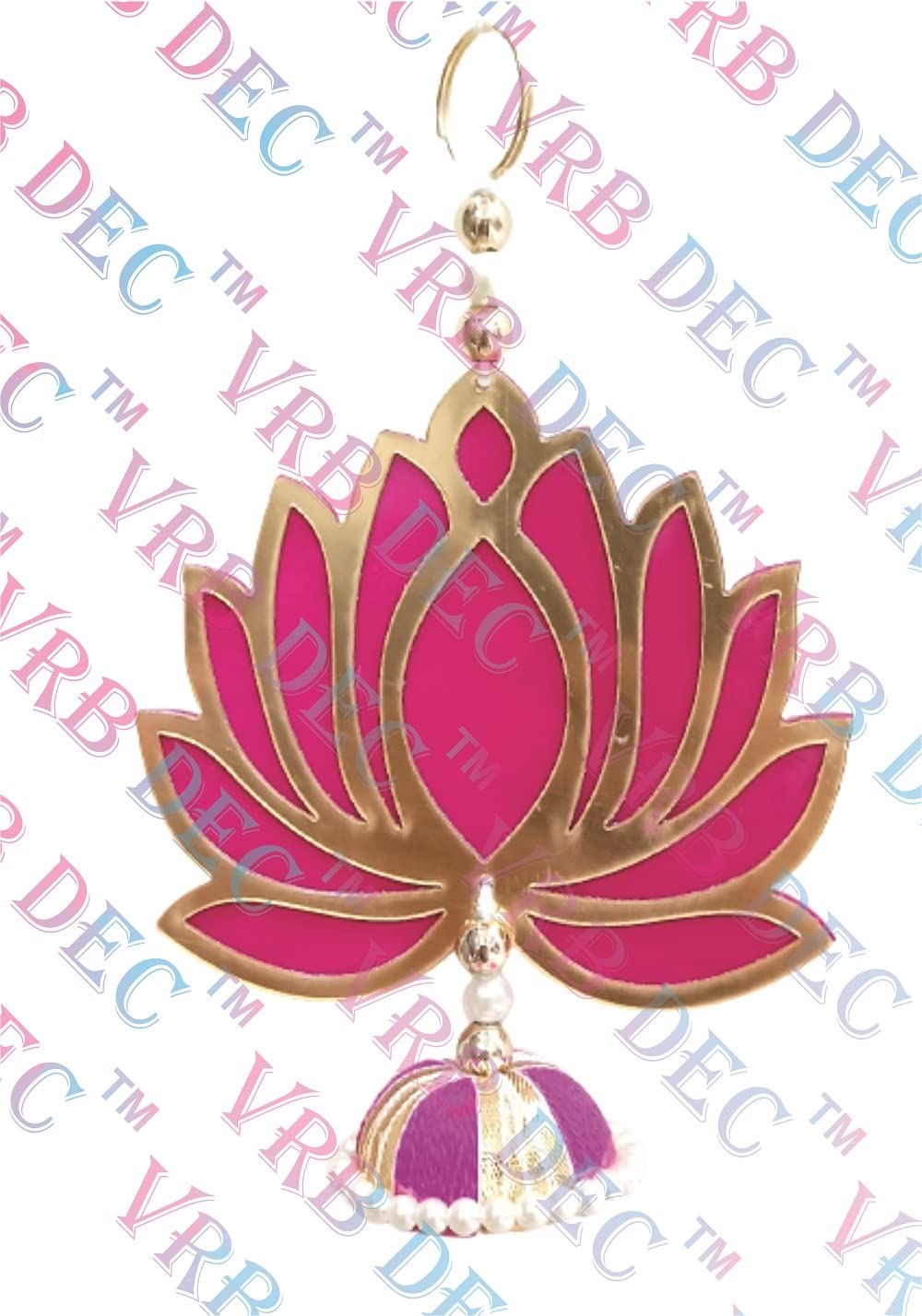 VRB Dec Acrylic TM Pack of 6 Pcs Lotus Hangings for Decoration | Pooja Room Temple | Diwali | Wedding & All Festival | Pink - Image 4