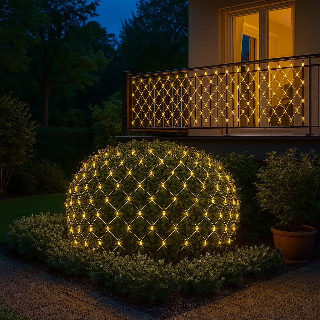 Gesto Net Mesh Lights – 200 LED Warm White Waterproof Serial String Lights with Remote & 8 Modes | Mesh Curtain Lights for Balcony,Garden,Patio,Indoor Outdoor, Diwali Decoration & Christmas (6 x 6 Ft) - Image 4