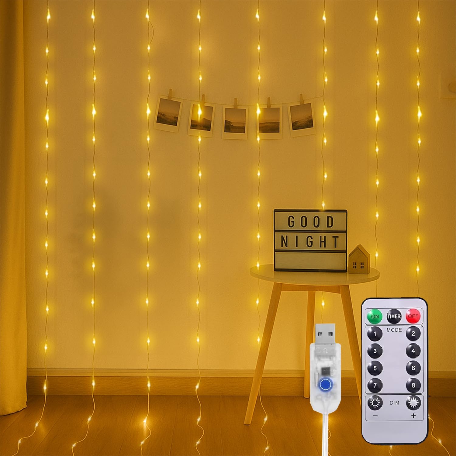 Party Propz Waterfall Curtain Lights for Decoration - 10ft X 10ft USB Operated, Remote Controlled, Christmas Lights for Home Decoration, Warm Led Curtain Lights for Home Decorations - Image 2