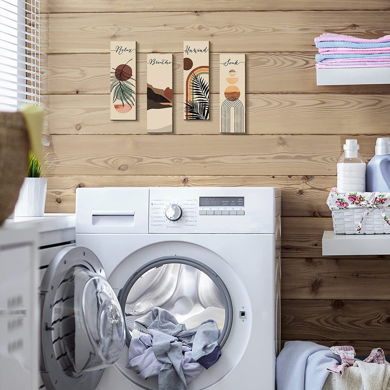 Wall Decor for Living Room - WallHangings for Home Decoration - Walls Decorations Items for Living Room - WallArt - Bedroom Wall Decor - Rigid Eco-Friendly Recycled Board - Double Tape wall decor, 4 Pieces - Image 7