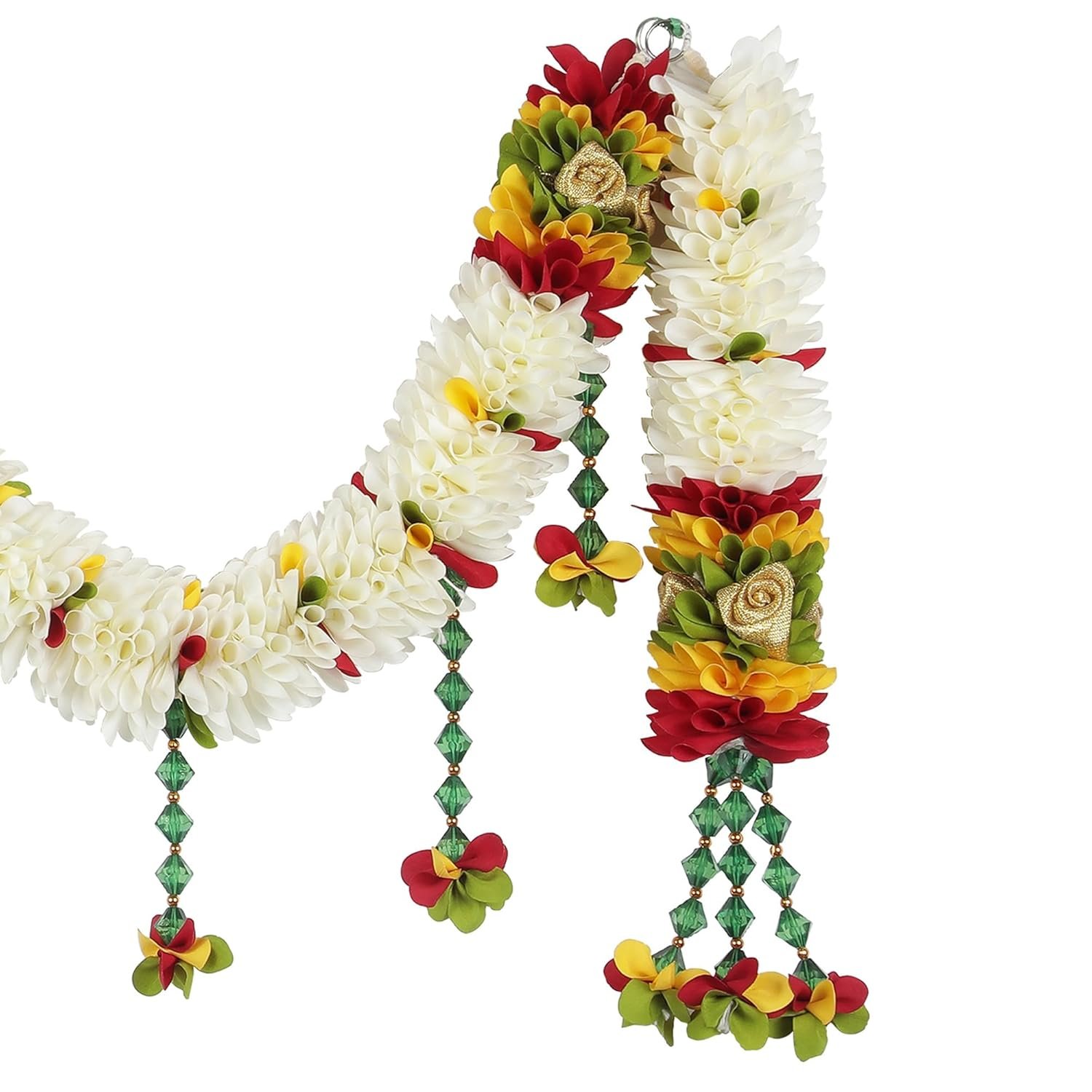 Daedal crafters Crystal Hanging Artificial Flower Toran for Main Door Entrance, Reusable Thoran for Pooja Mandir, Living Room & Home Décor, Bandarwal for Festival Decoration (42x14 inch) - Image 6