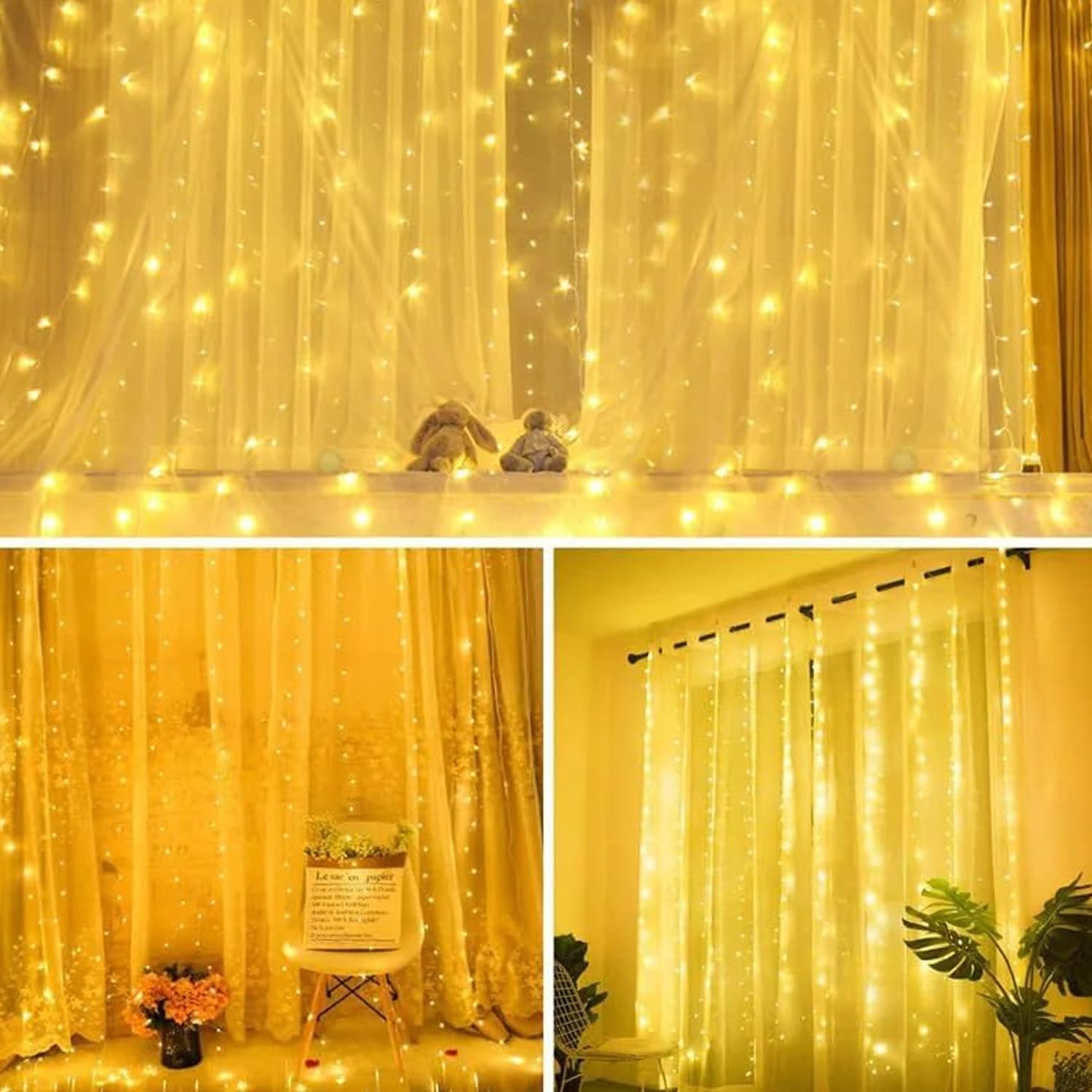 Party Propz Waterfall Curtain Lights for Decoration - 10ft X 10ft USB Operated, Remote Controlled, Christmas Lights for Home Decoration, Warm Led Curtain Lights for Home Decorations - Image 8