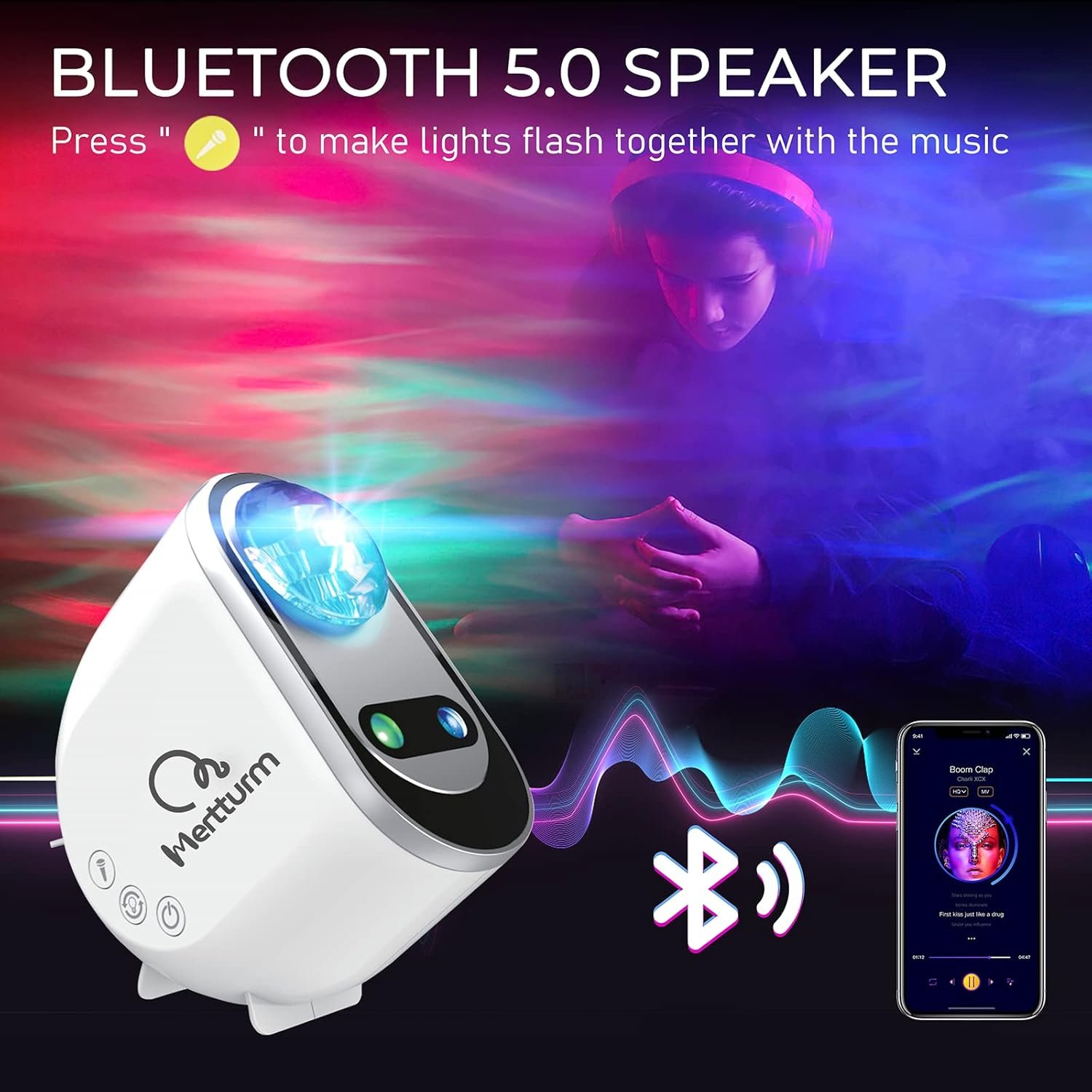 Galaxy Aurora Projector, 3 in 1 LED Northern Lights Star Projector, 6 White Noise Starry Moon Light with Bluetooth Speaker for Adult Kids Gift, Bedroom, Room Decor Gift - Image 5