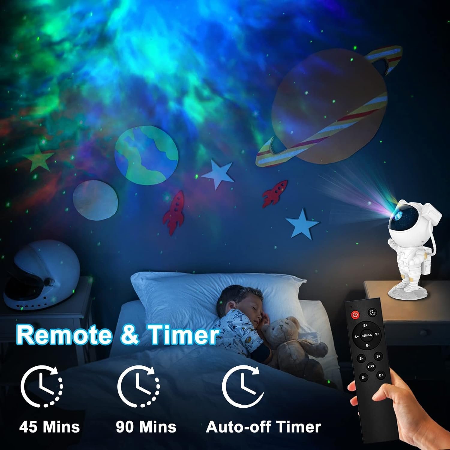 One94Store Astronaut Galaxy Projector Night Light – 360° Rotating Nebula Star Projector with Remote Control, Timer & Adjustable Head – Space Lamp for Kids’ Bedroom, Gifts, Gaming Room, Home & Décor - Image 8