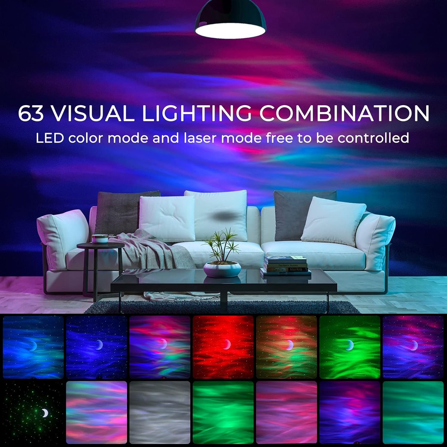 Galaxy Aurora Projector, 3 in 1 LED Northern Lights Star Projector, 6 White Noise Starry Moon Light with Bluetooth Speaker for Adult Kids Gift, Bedroom, Room Decor Gift - Image 3