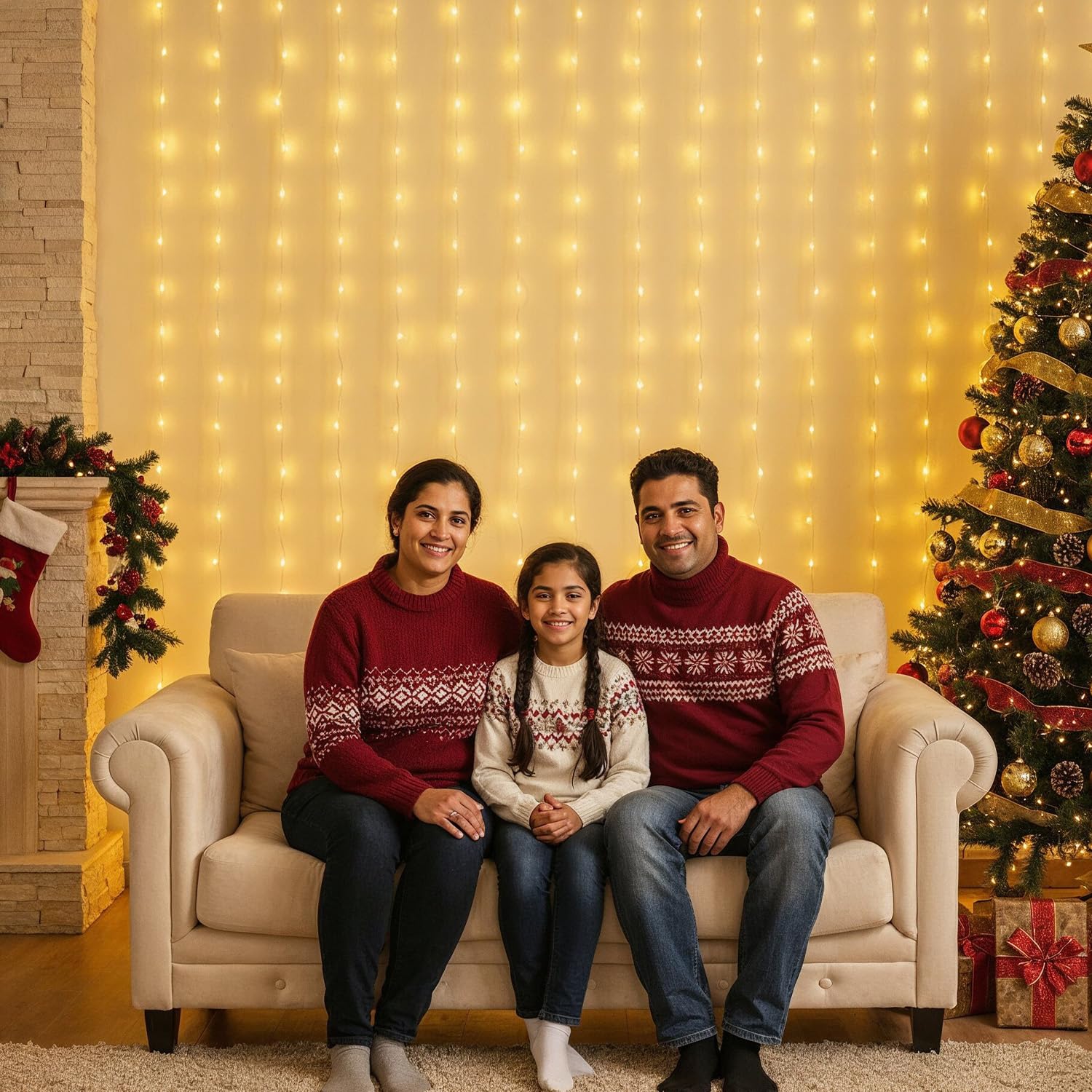 Party Propz Waterfall Curtain Lights for Decoration - 10ft X 10ft USB Operated, Remote Controlled, Christmas Lights for Home Decoration, Warm Led Curtain Lights for Home Decorations - Image 5