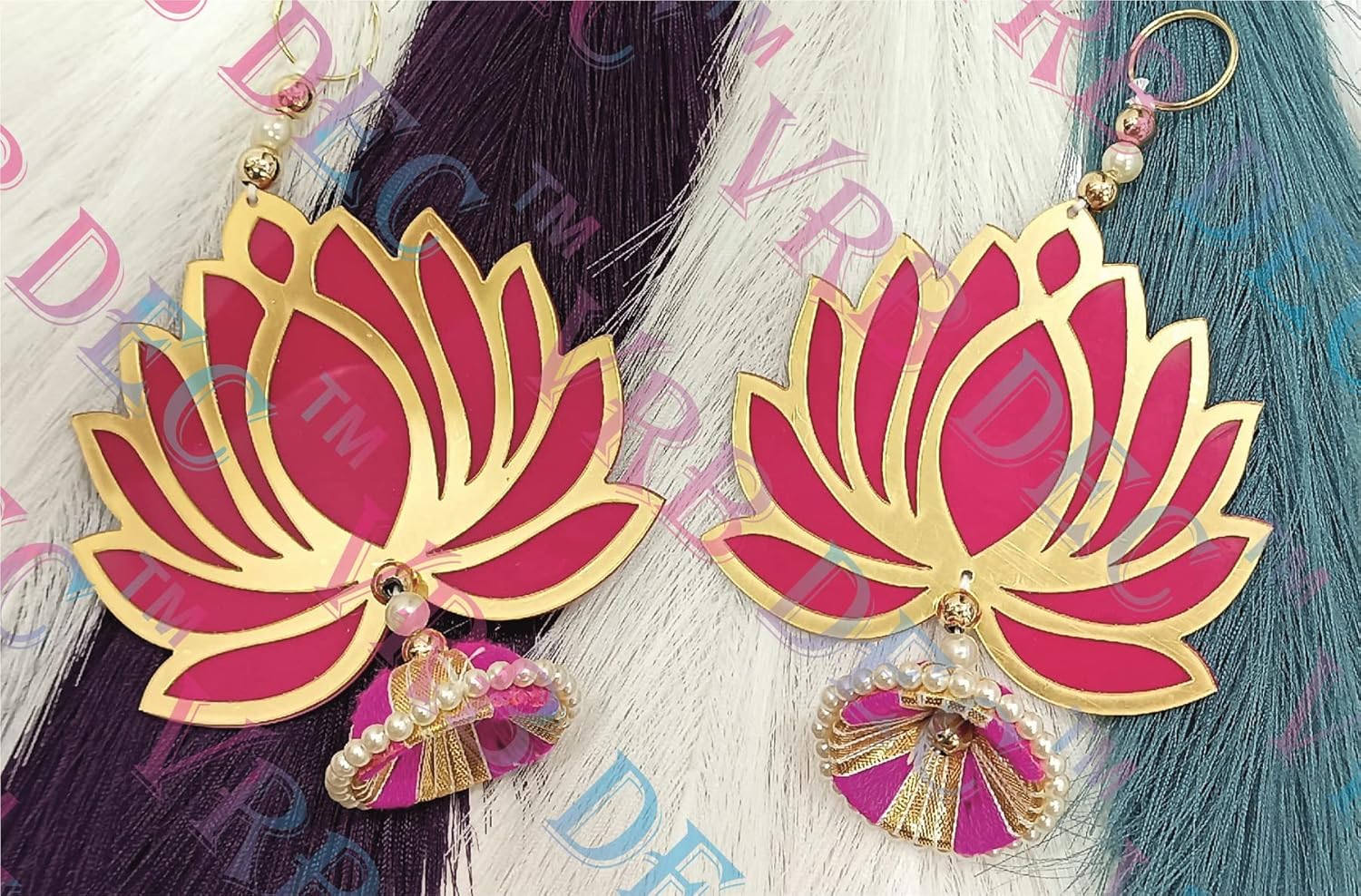 VRB Dec Acrylic TM Pack of 6 Pcs Lotus Hangings for Decoration | Pooja Room Temple | Diwali | Wedding & All Festival | Pink - Image 8
