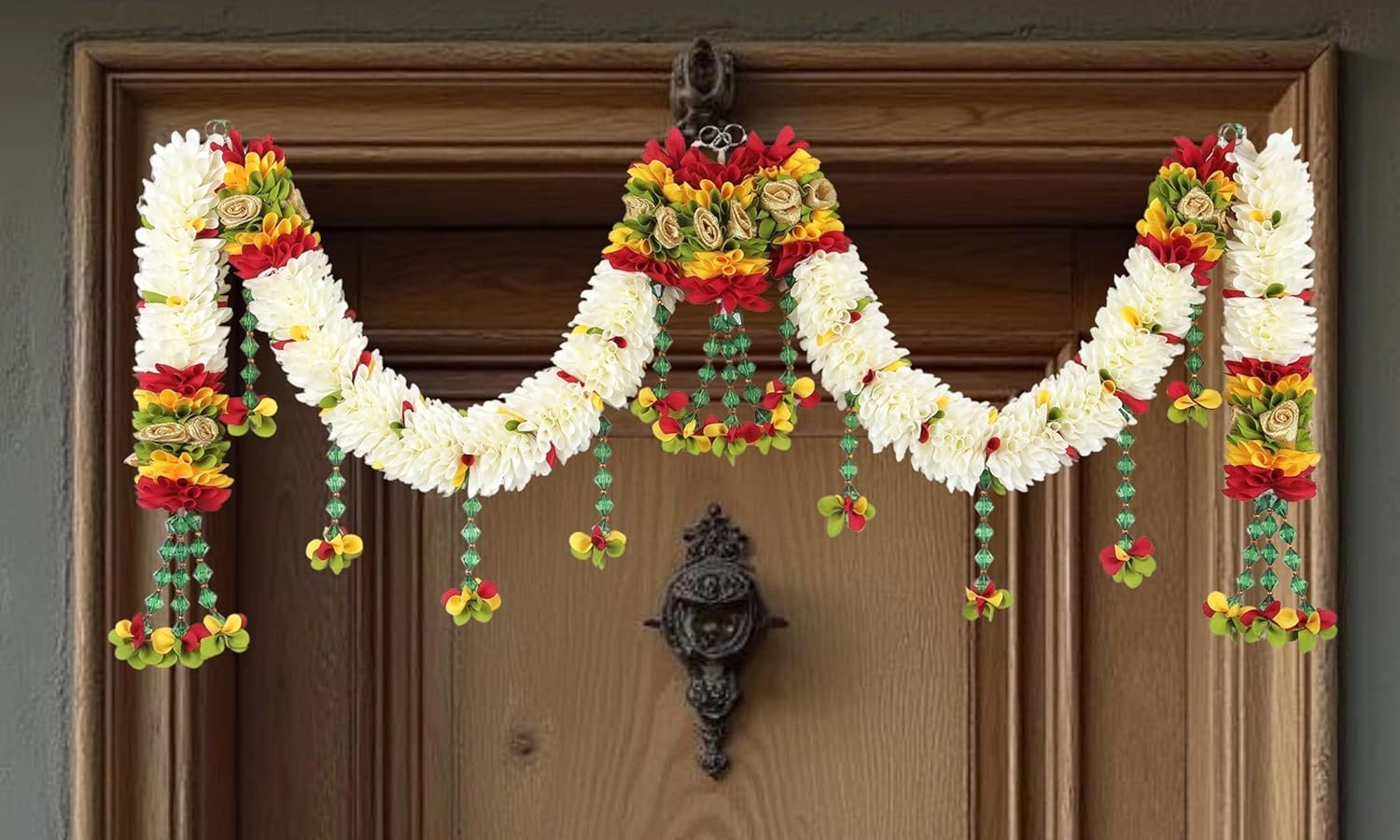 Daedal crafters Crystal Hanging Artificial Flower Toran for Main Door Entrance, Reusable Thoran for Pooja Mandir, Living Room & Home Décor, Bandarwal for Festival Decoration (42x14 inch) - Image 2