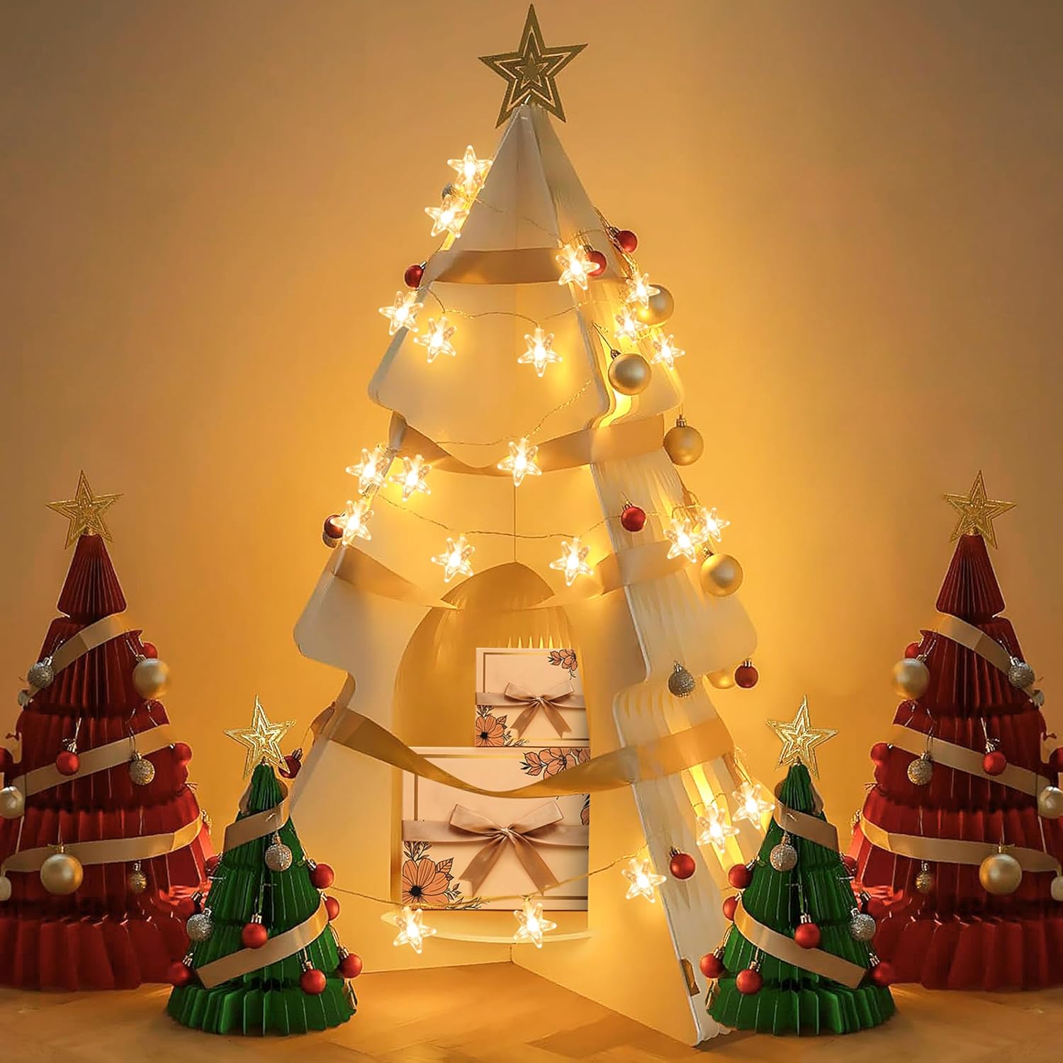 Gesto Serial String Lights - 14 LED Crystal Star, 10 Feet Warm White Fairy Lights for Home,Mandir,Pooja Room, Deepawali & Diwali Decoration, Christmas Tree Decoration,Festival Decorative Lights - Image 7