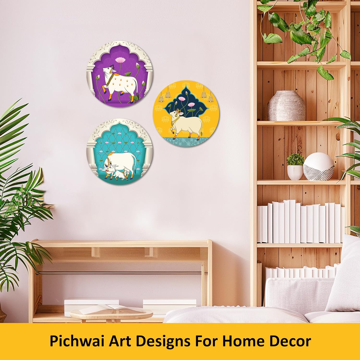 Pichwai Art Painting Wall Hangings For Living Room | Wall Hanging Decorative Items | Decoration Items For Home | Waterproof Film (Color 9) - Image 3