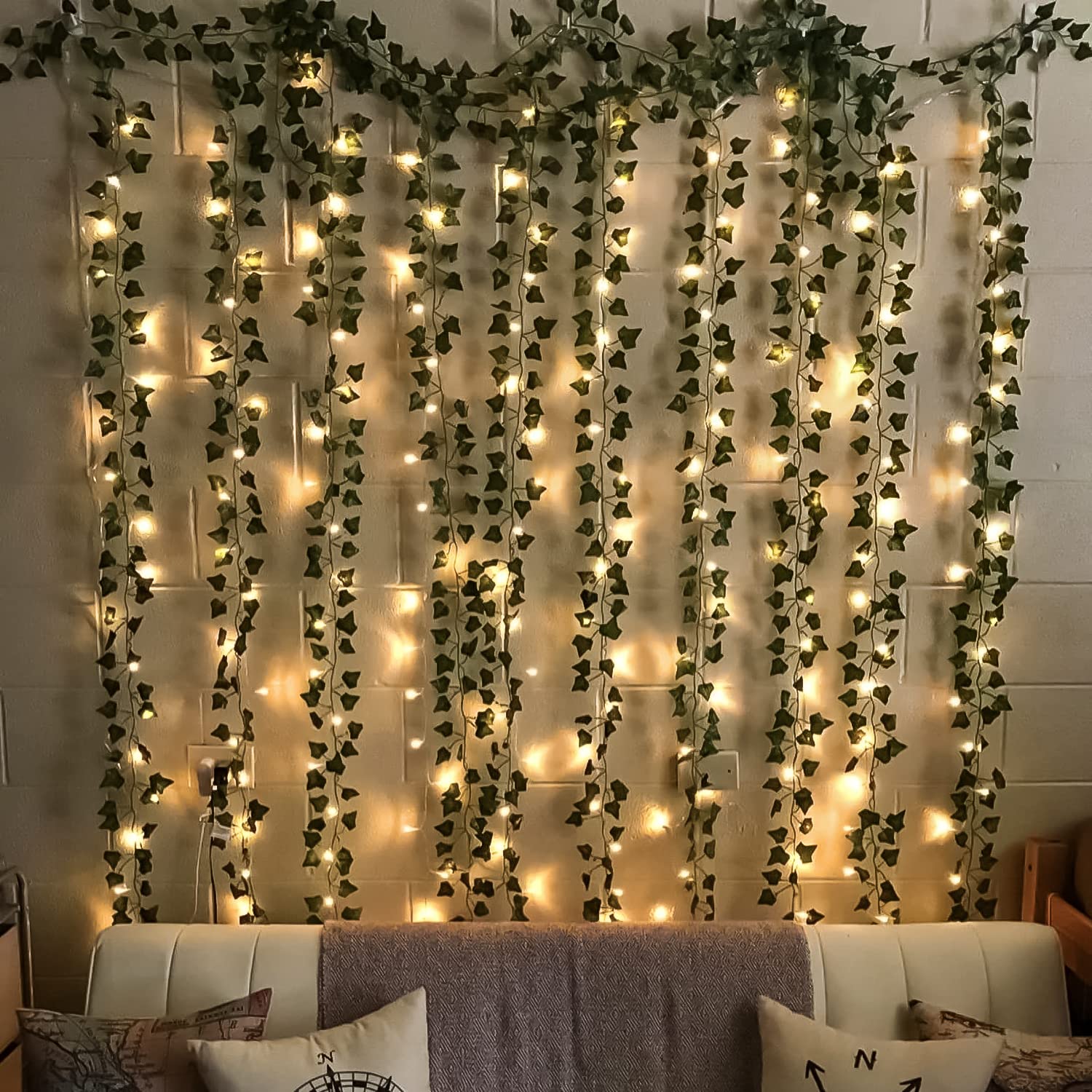 SpecialYou® Aesthetic Room Decor Items Pinterest Finds, Christmas Decorations, Aesthetic Home Decor for Living Room, 4 Green Vines & Fairy Lights(40ft Long) Wall Decor Items for Bedroom