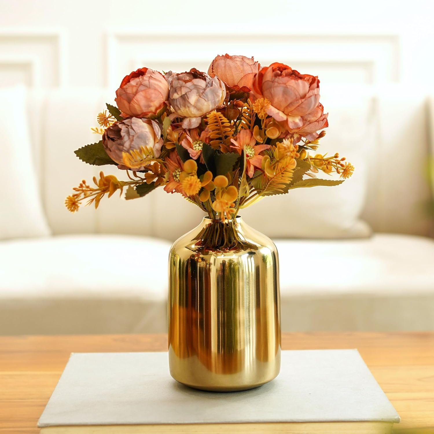Behoma Metal Flower Vase for Home Decor Bedroom Living Room Office Wedding | Table Decorative Item for Festivals Birthday Gold (Flower Not Included, Modern) - Image 9