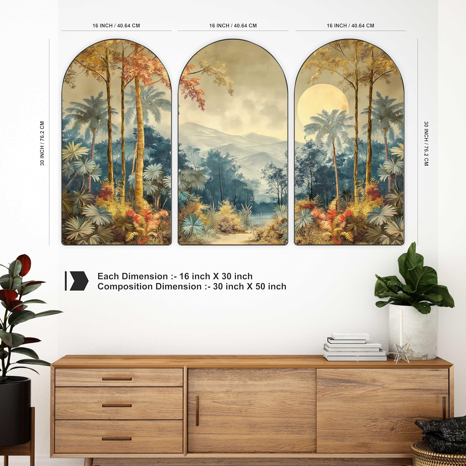 Livin'luxe Set of 3 Nature Scene with Palm Trees Wall Painting for Living Room, Bedroom, Hotels - Big Size stylish frame 50 inch x 30 inch Wall Art for Home Decoration RPNL-24 - Image 5