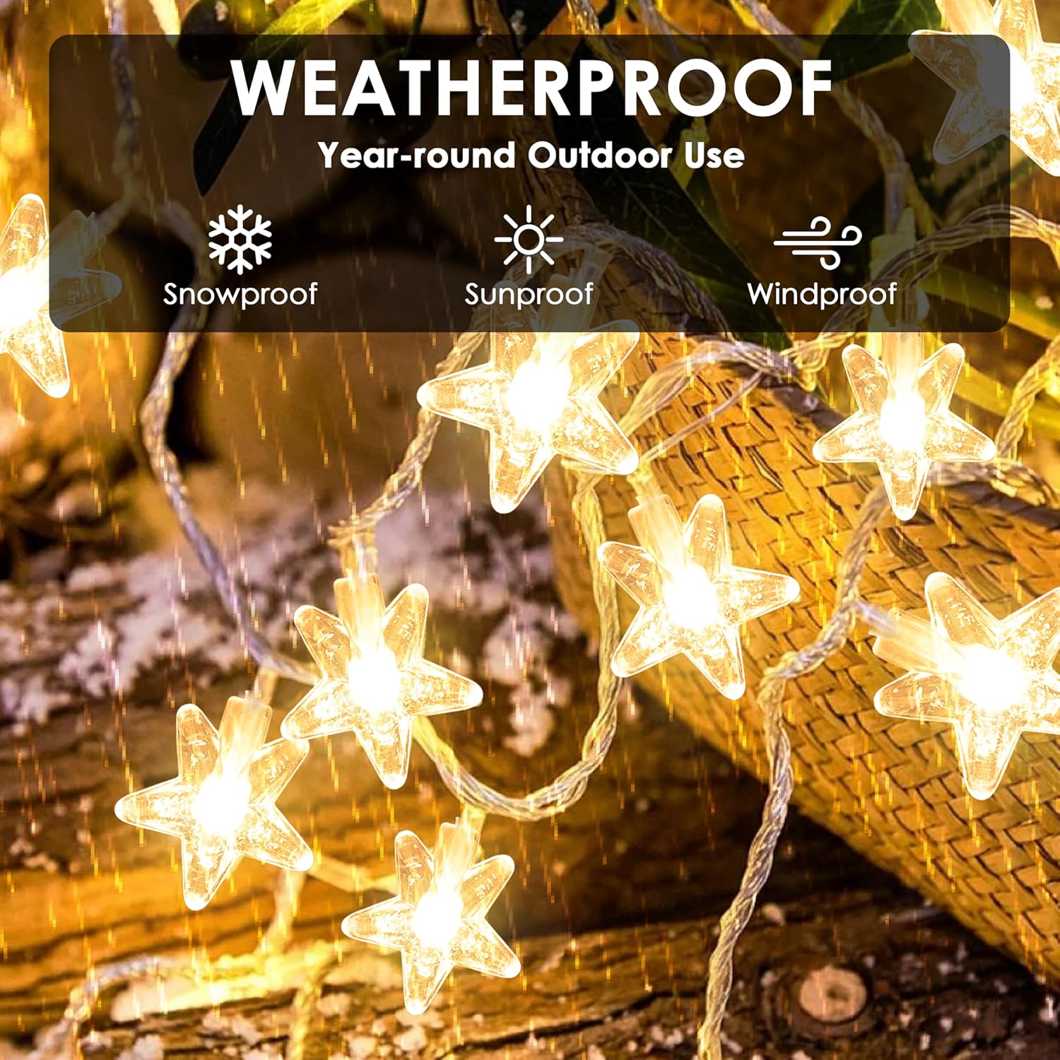 Gesto Serial String Lights - 14 LED Crystal Star, 10 Feet Warm White Fairy Lights for Home,Mandir,Pooja Room, Deepawali & Diwali Decoration, Christmas Tree Decoration,Festival Decorative Lights - Image 3