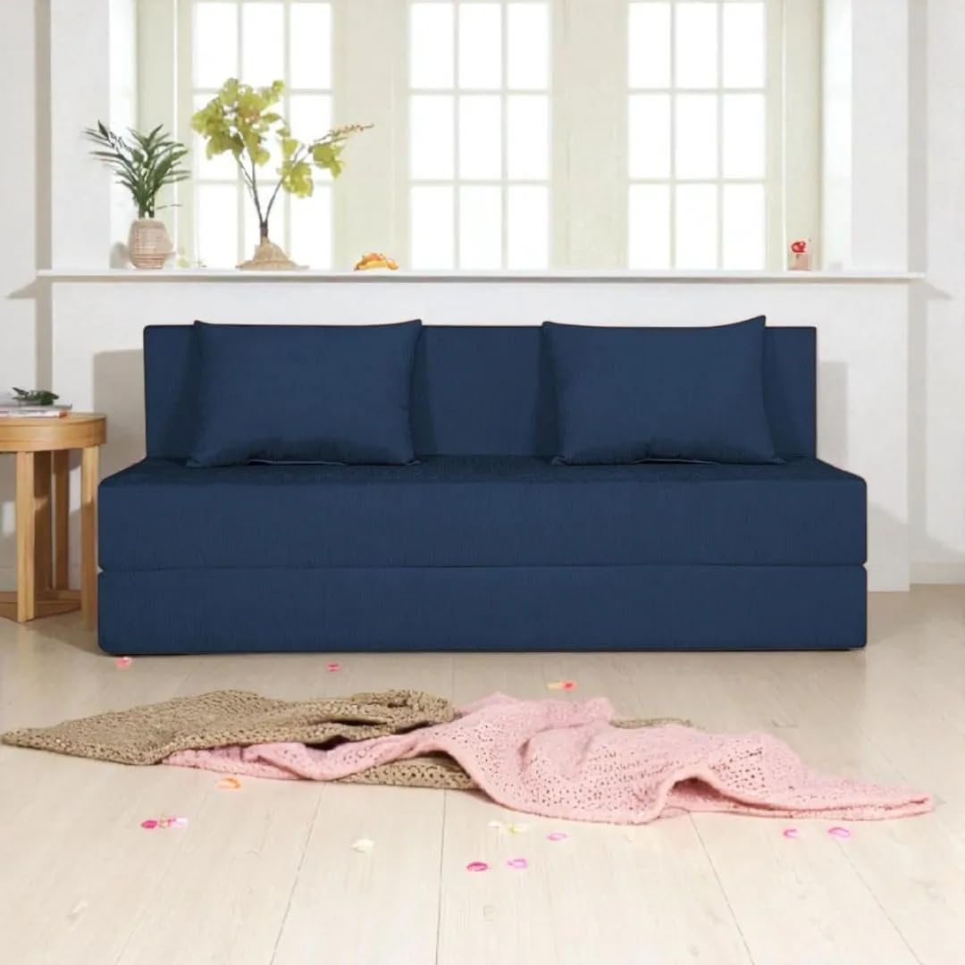 Adorn India Easy 3 Seater Sofa Cum Bed | Velvet Fabric | Dark Grey | Plain Design | 6x5 Ft | Comfortable Seating | Washable Cover | Perfect for Home & Office - Image 2