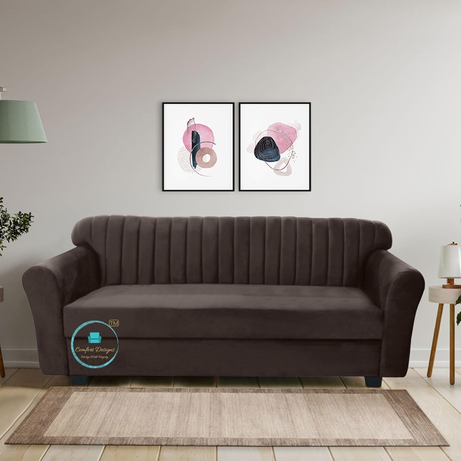 Comfort Designs Altroz 3 Seater Sofa Textured Premium Polyester Fabric 3 Seater Sofa for Leaving Room, Soft, Lightweight, Comfortable Couch Sofa for Seating (Brown) - Image 2