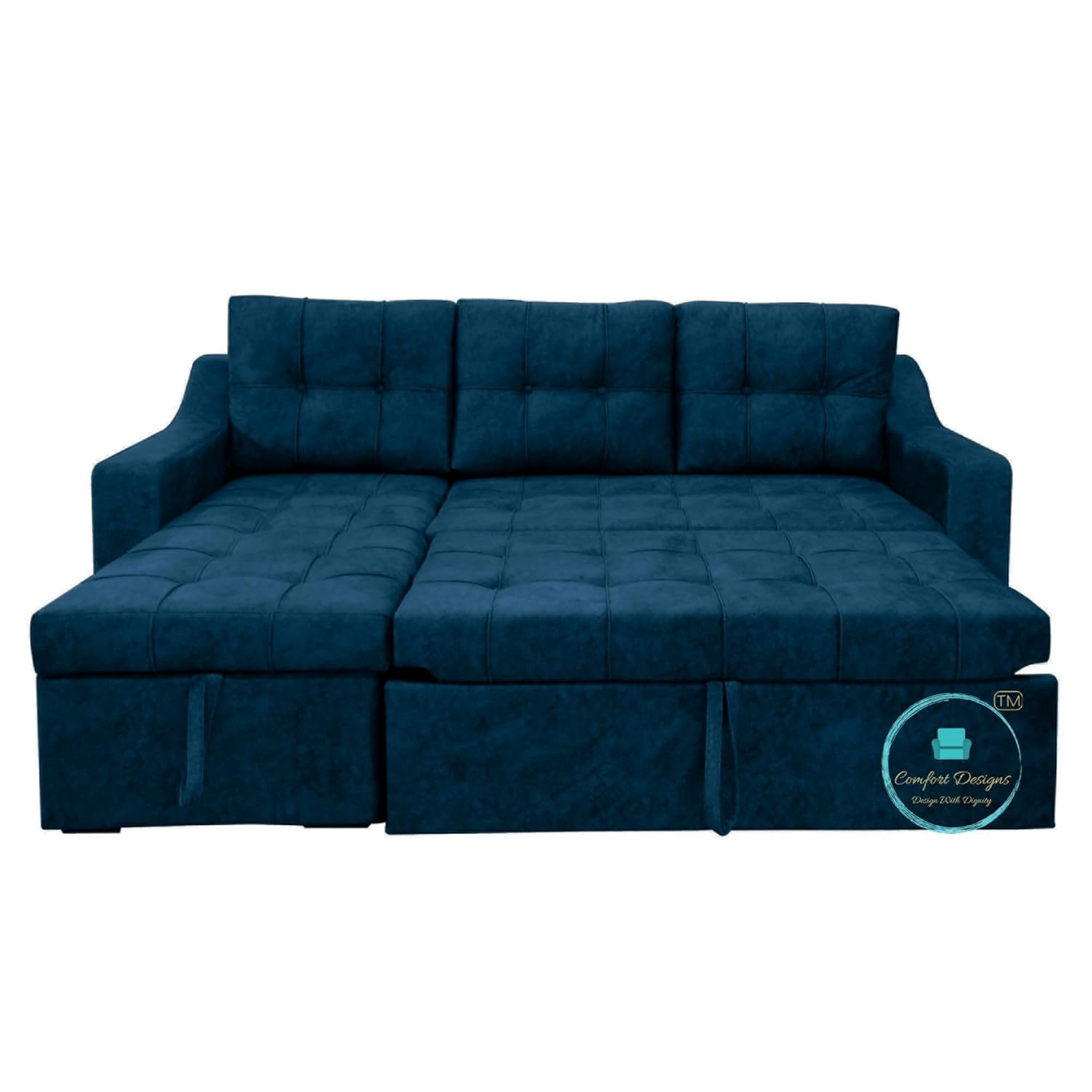 Comfort Designs Suzane Textured Premium Polyester Fabric 4 Seater Corner Sofa Cumbed for Living Room, Functional Storage, Soft, Lightweight, Comfortable Sofa (Blue) - Image 2