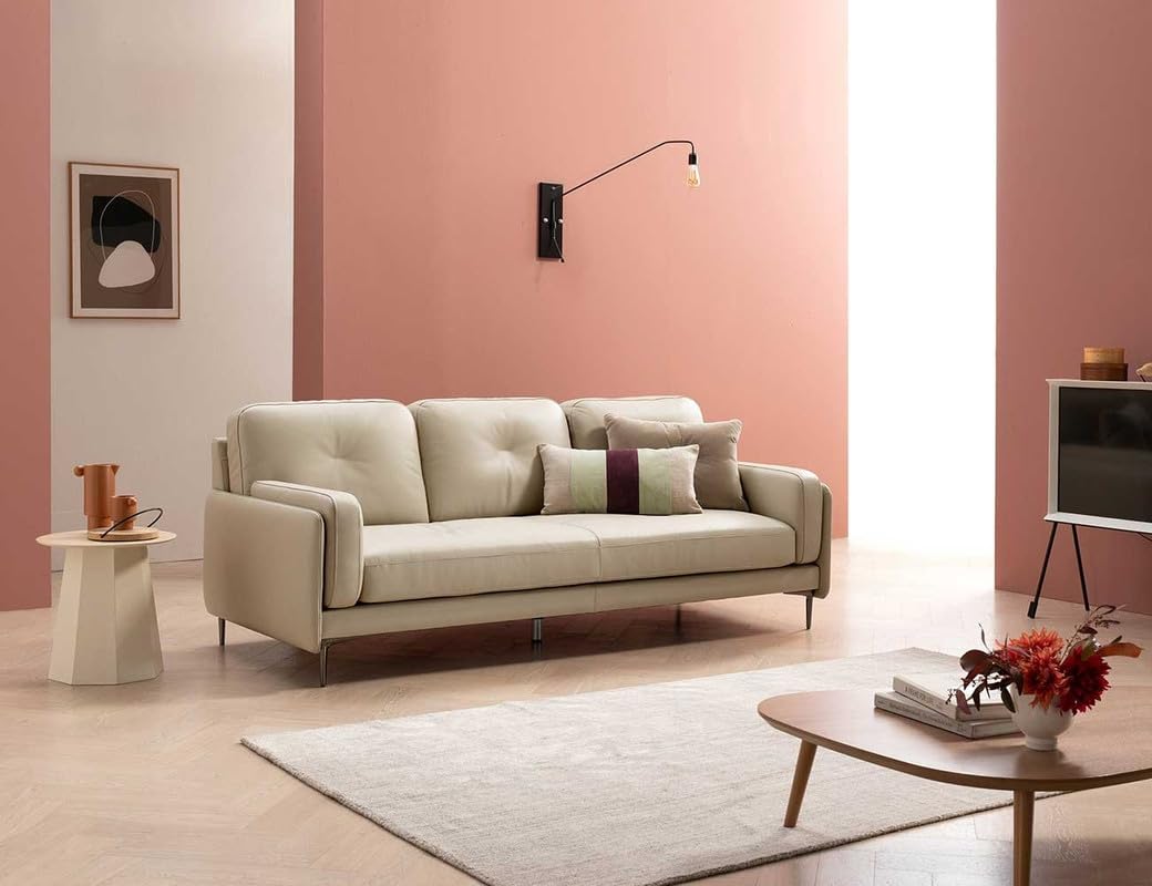 Fabrique Formus Leatherette Ushape 3 Seater Moden Design Sofa Set | Premium Luxuries Standard | for Living Room Bedroom Office | Comfortable, Soft & Smooth | with Stainless Steel Legs | Off White2 - Image 2