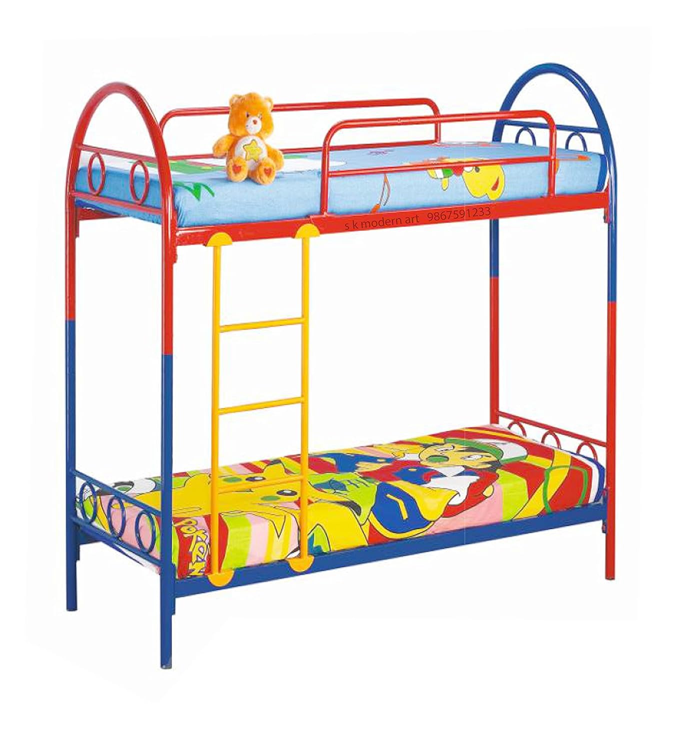 Metal Bunk Bed Without Mattress (6 x 2.5 Feet, Multi Colour) - Image 2