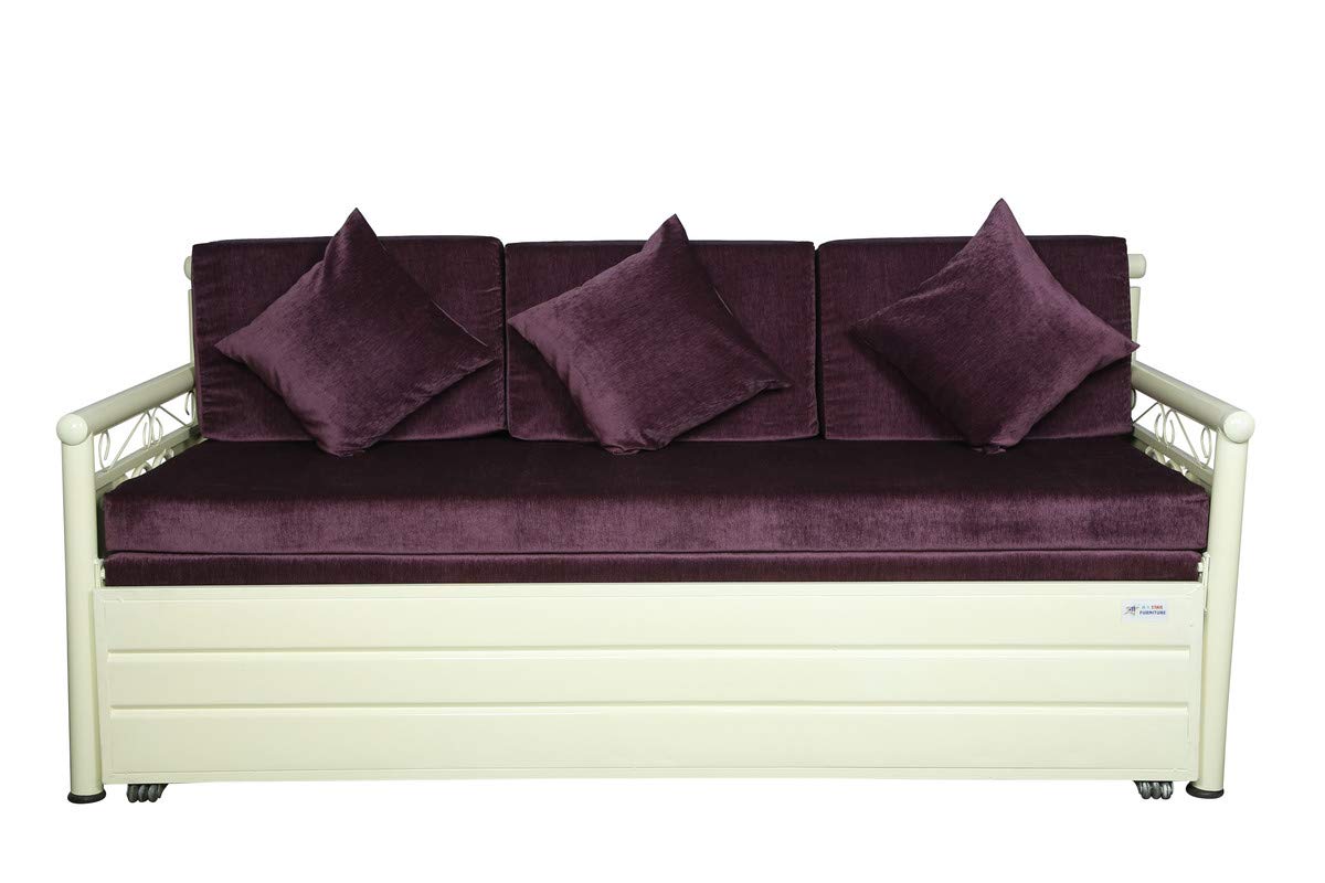 Metal Sofa Cum Bed with Hydraulic Storage Queen Size Bed Texture Finish - Colour White by A1 Star Furniture.|A1SFSC23| - Image 2