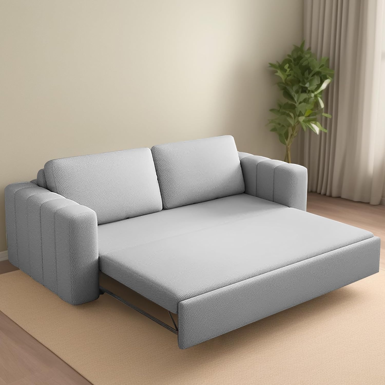 Roxy 3 Seater Sofa Cum Bed for Living Room (Grey Colour Fabric) Premium Fabric Sofa Set - Image 2