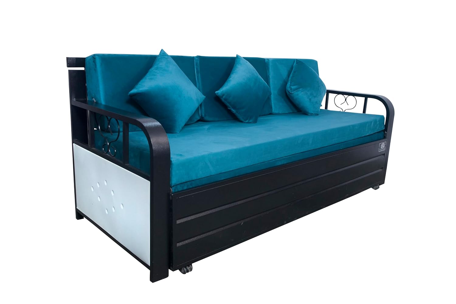 SOFTSOUL Furniture Metal Sofa Cum Bed with Hydraulic Storage - (Texture Finish - Black) : Powder Coating (King (6 X 6)) - Image 2