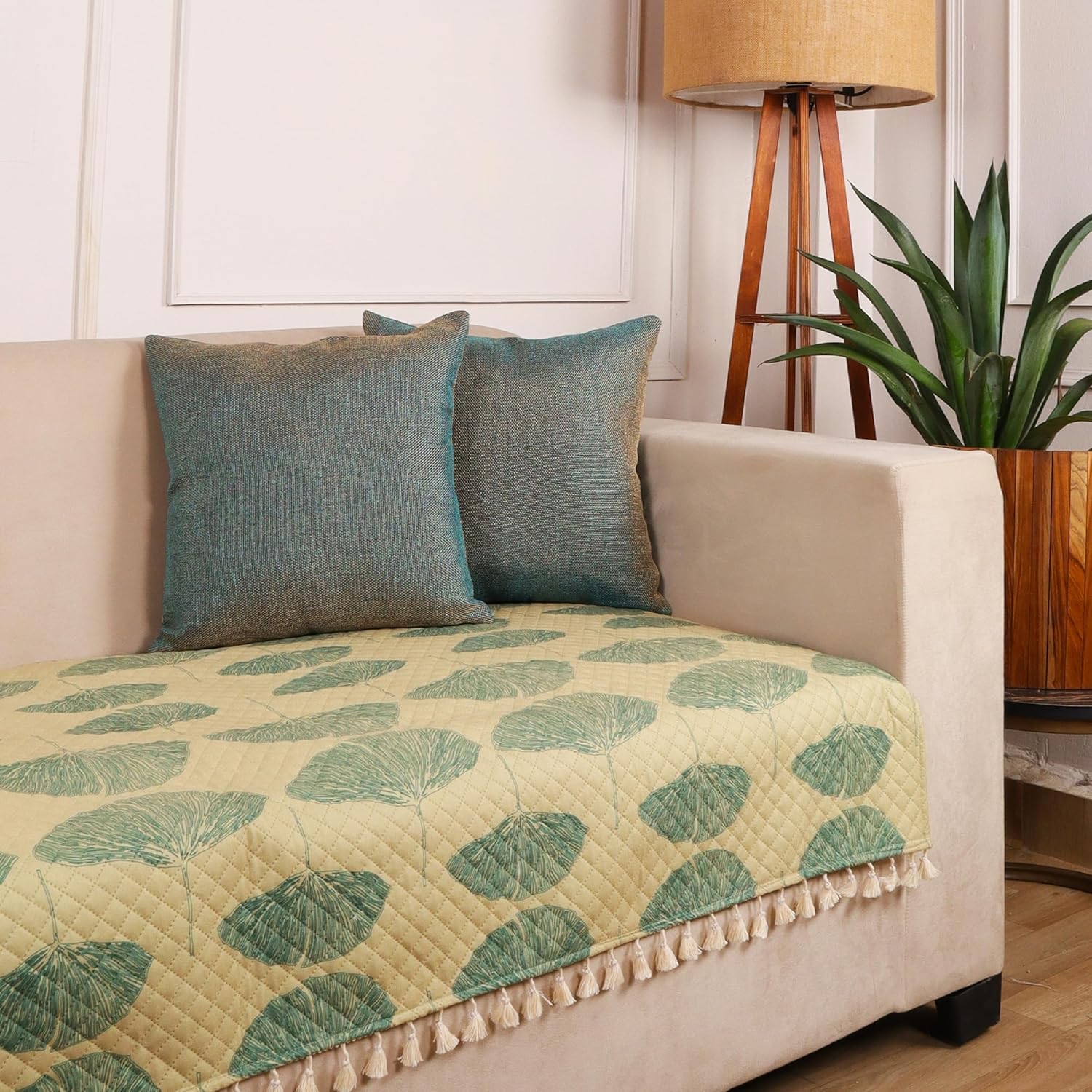 STITCHNEST Quilted Velvet Sofa Cover – 24x30 Inch, Multicolor Pastel Geometric Design, Soft & Luxurious, Washable Sofa Protector for 1-Seater - Image 2