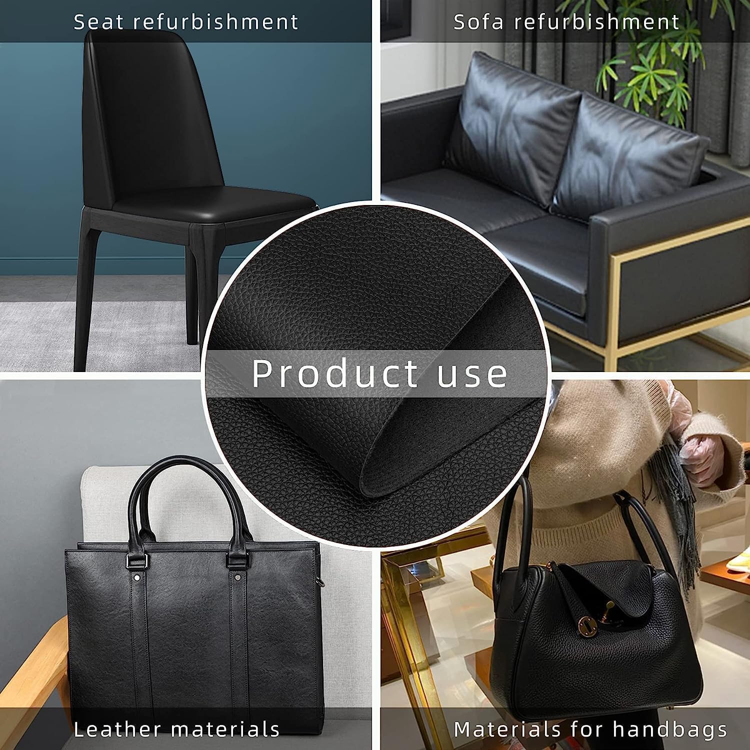 Self-Adhesive Black Leather Repair Patch (30x60cm) Waterproof & Anti-Scratch Genuine Leather Patch for Sofas, Couches, Car Seats, Furniture, Handbags & Jackets Durable Upholstery Repair Tape - Image 2