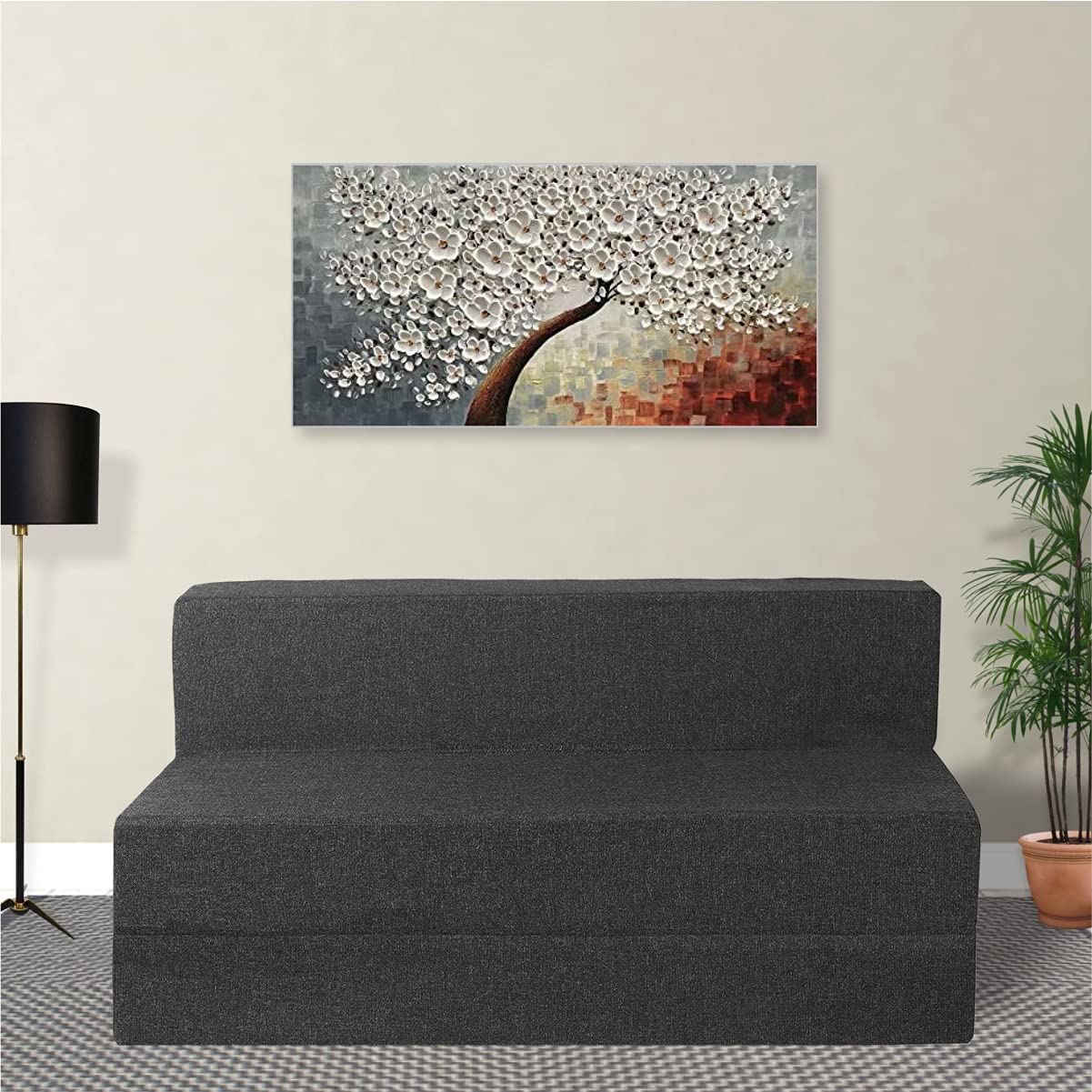 Seventh Heaven 1 Seater 6 * 3 Jute Fabric Washable Cover Sofa Cum Bed 1 Seater Single Foam Fold Out Sofa Cum Bed (Finish Color - Grey Delivery Condition - Pre-Assembled) - Image 2