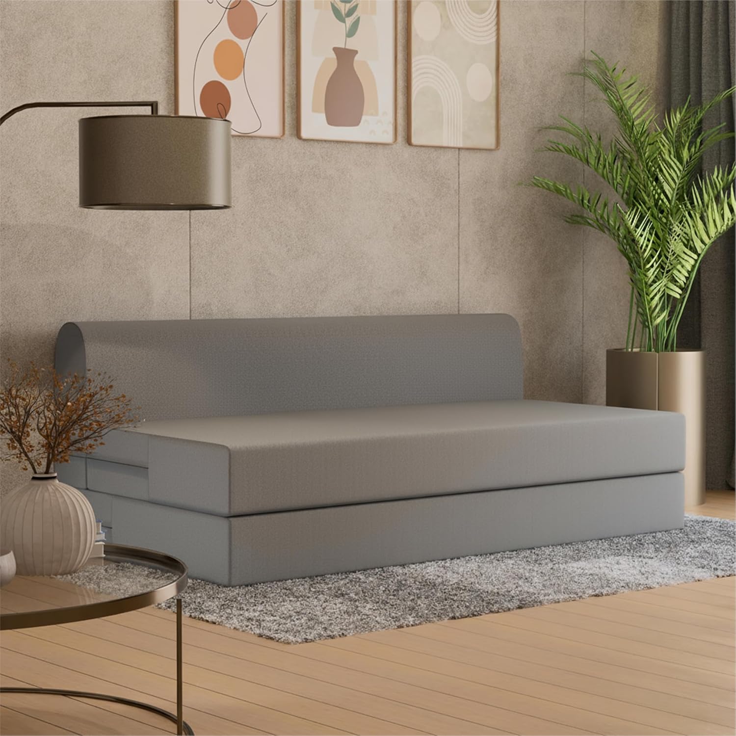 SleepyHug FoldPRO Sofa-Cum-Bed | 3-in-1 Convertible Sofa, Lounger & Bed | TouchSense Technology | HR Foam | Lightweight | 3-Seater | Double Bed | Without Pillow | Grey, 1-Year Warranty - Image 2