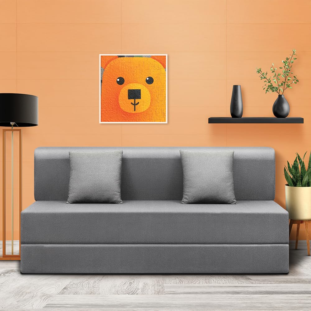 Sleepyhead Napster Sofa Cum Bed | 3-Year Warranty | 3 Seater Foldable Sofa Bed with 2 Cushions | 5-in-1 Convertible Sofabed | High-Density Foam | Washable Cover | Graphite Grey (6 X 5 Feet) - Image 2