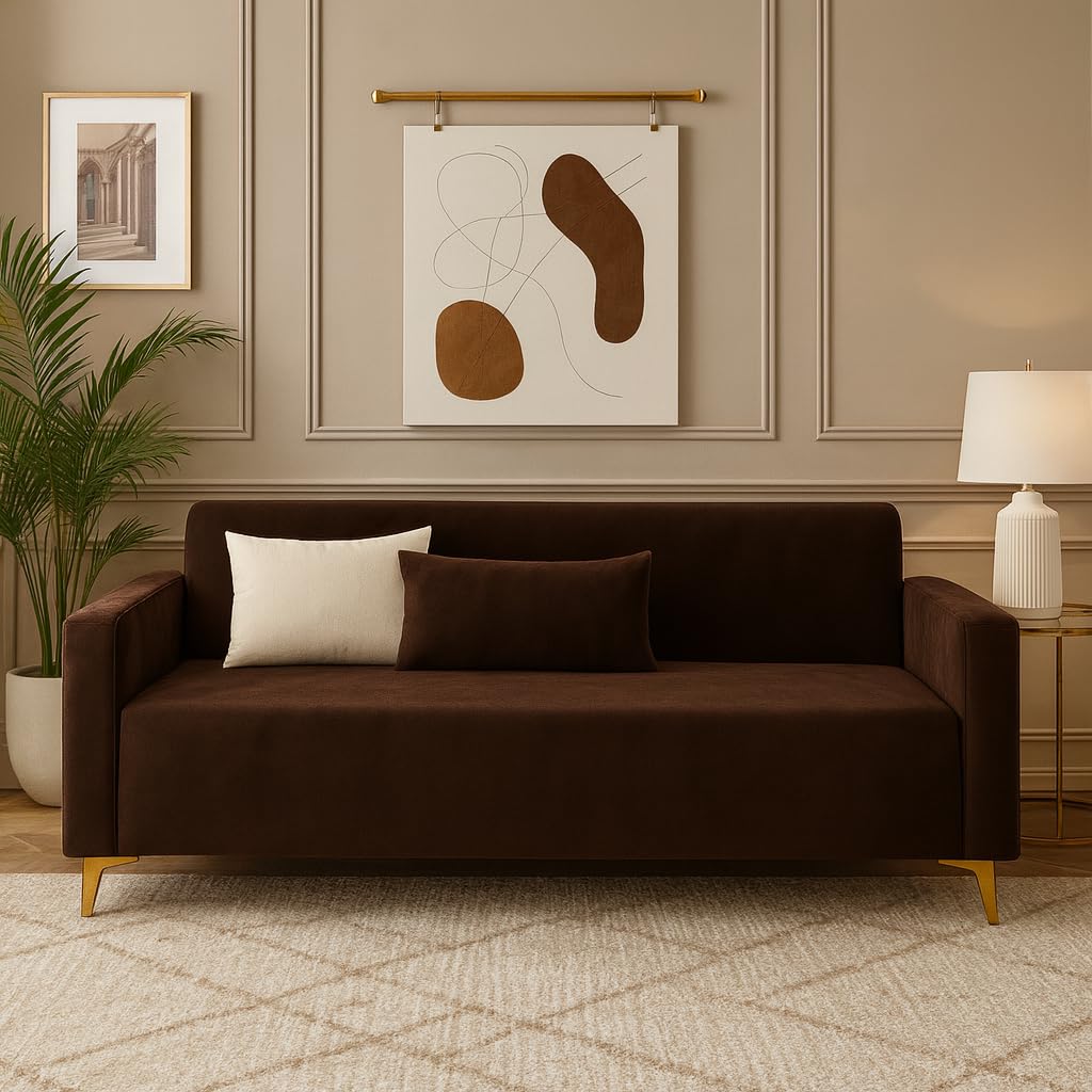 Solaro 3 Seater Sofa Set | Modern Design | Plush Comfort Cushions for Living Room (Dark Brown) - Image 2